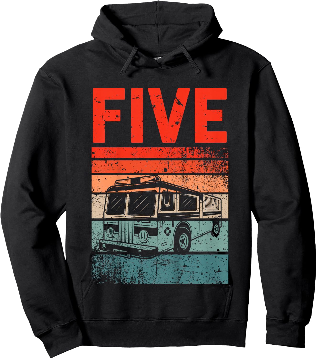 5 Year Old Shirt 5th Birthday Boy Firefighter Fire Truck Hoodie - Hoodie | Black