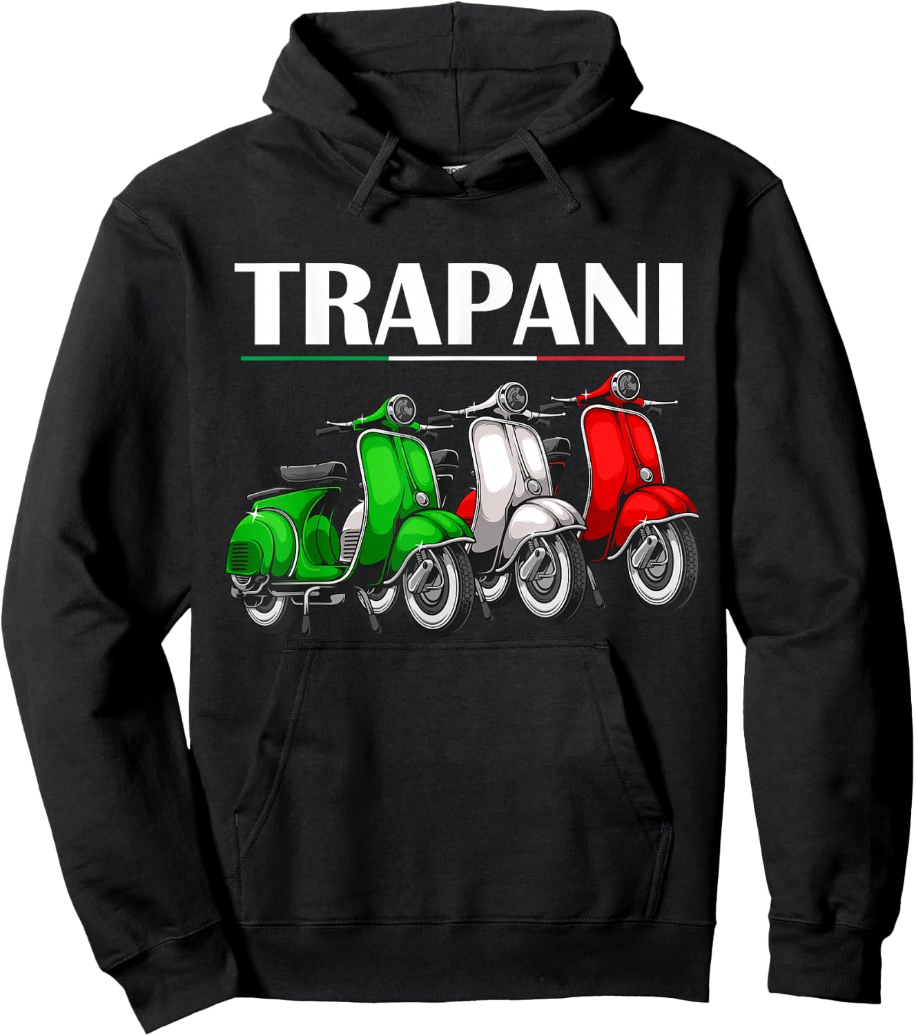 Trapani Souvenir Sicily Classic Italian Scooter Trapani Hoodie - Hoodie | Black