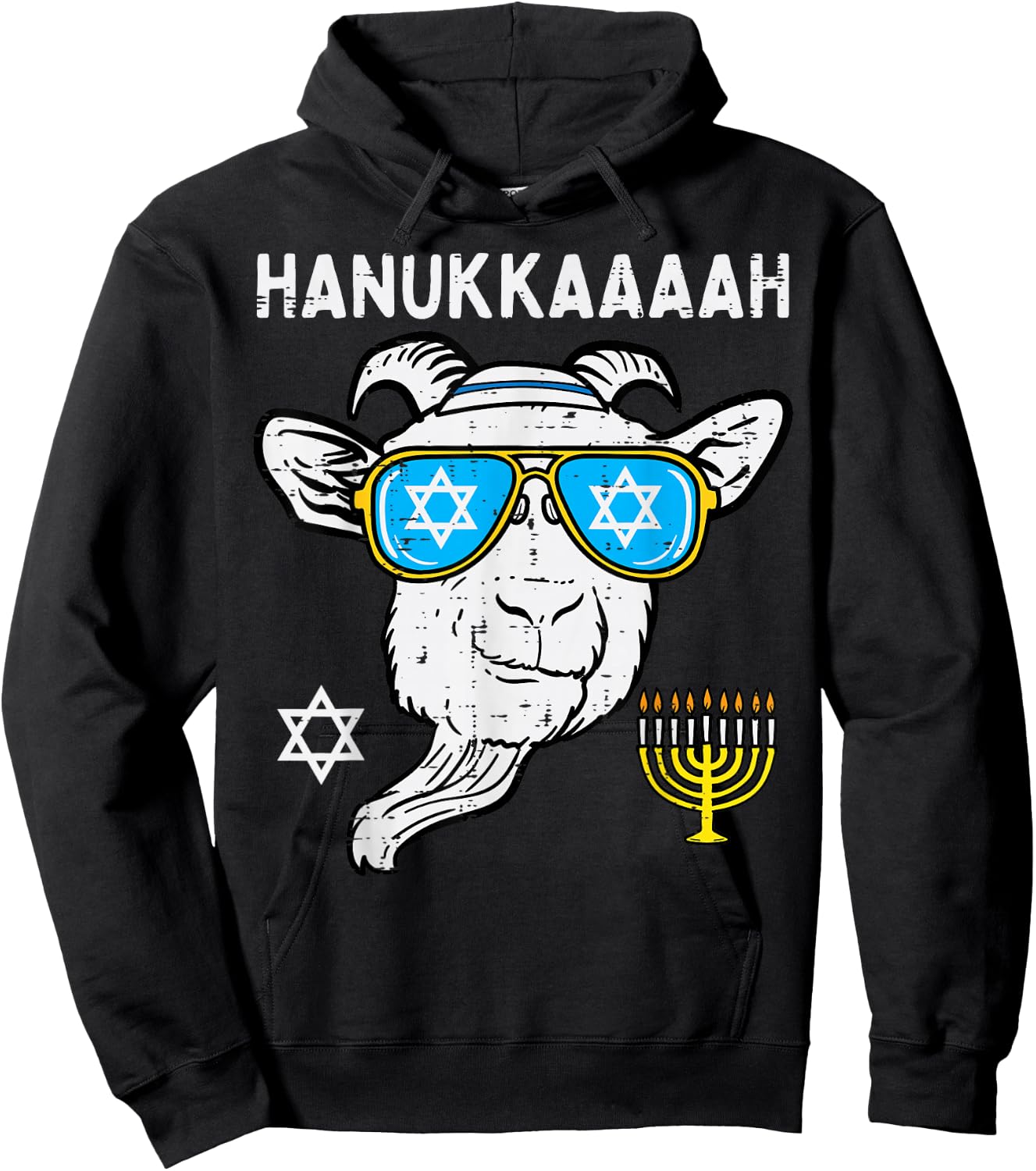 Hanukkah Goat Chanukah Jewish Farm Farmer Men Women Kids Hoodie - Hoodie | Black