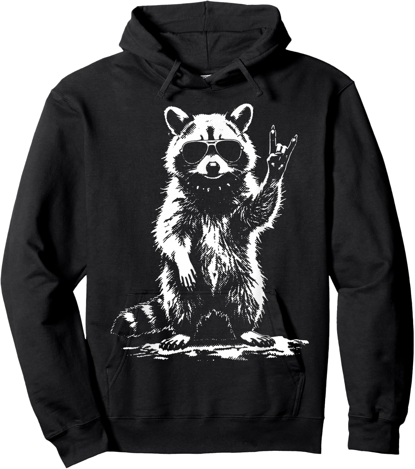 Raccoon Rock Music Rock Star Funny Animal Band Design Hoodie - Hoodie | Black
