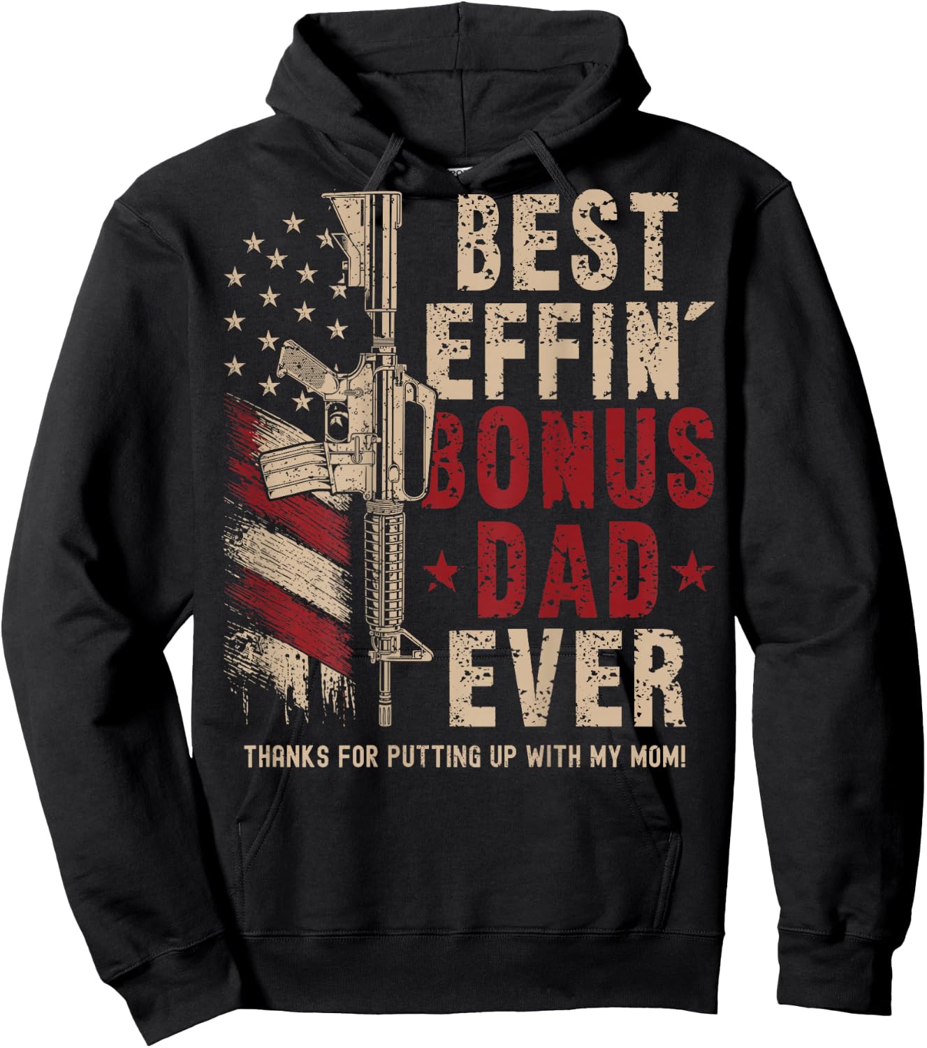 (On Back) Best Effin' Bonus Dad Ever Step Dad Father's Day Hoodie - Hoodie | Black