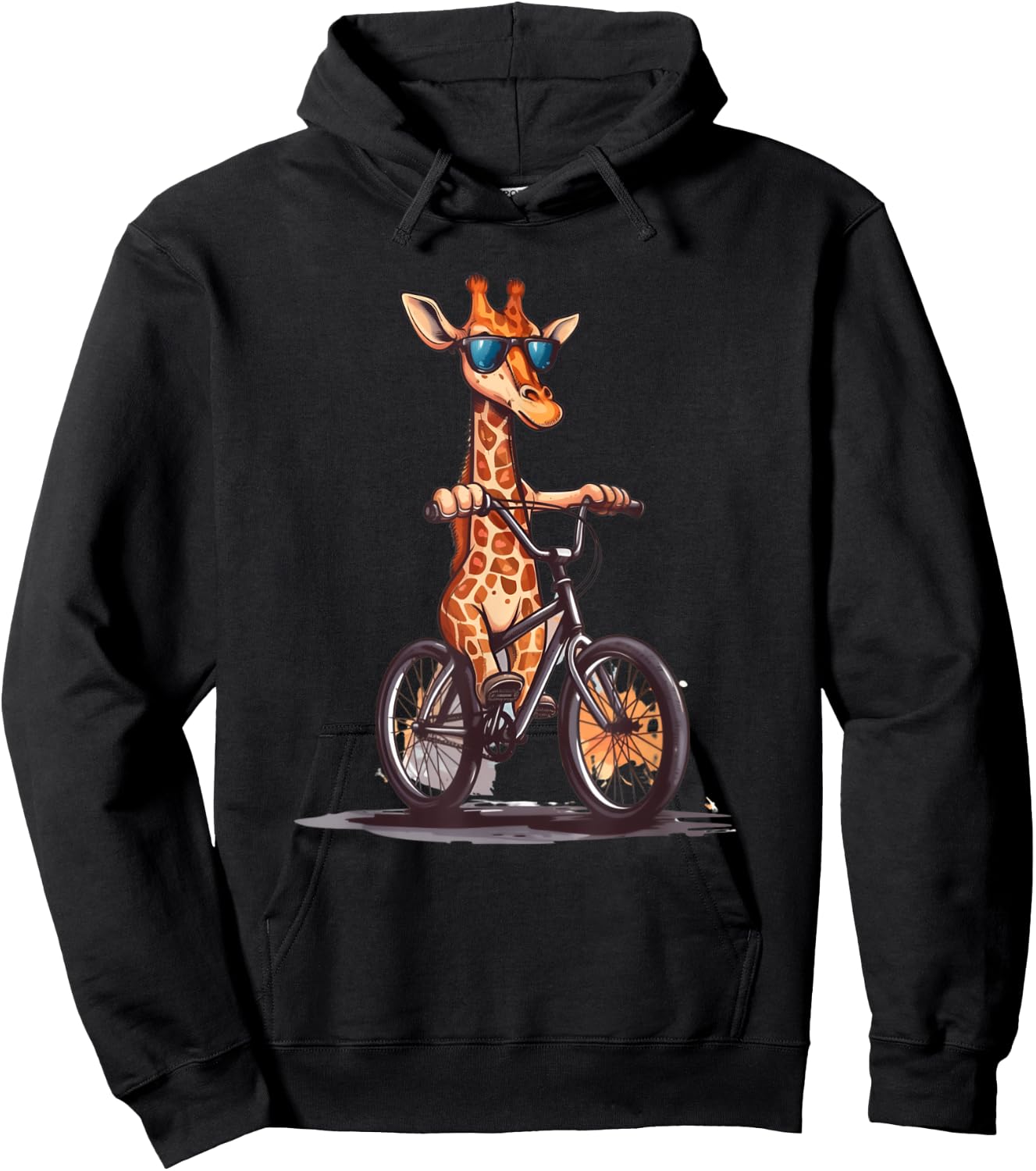 Giraffe Riding A Bike I Funny Giraffe Cyclist Safari Hoodie - Hoodie | Black