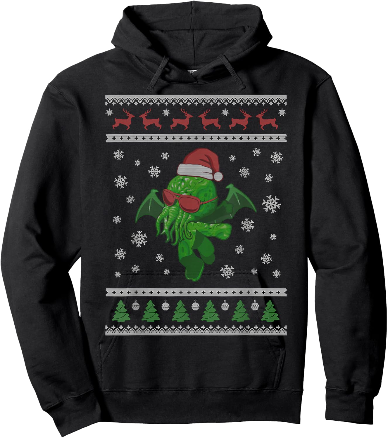 Cute Cthulhu Xmas Squid Monster Ugly Christmas Hoodie - Hoodie | Black