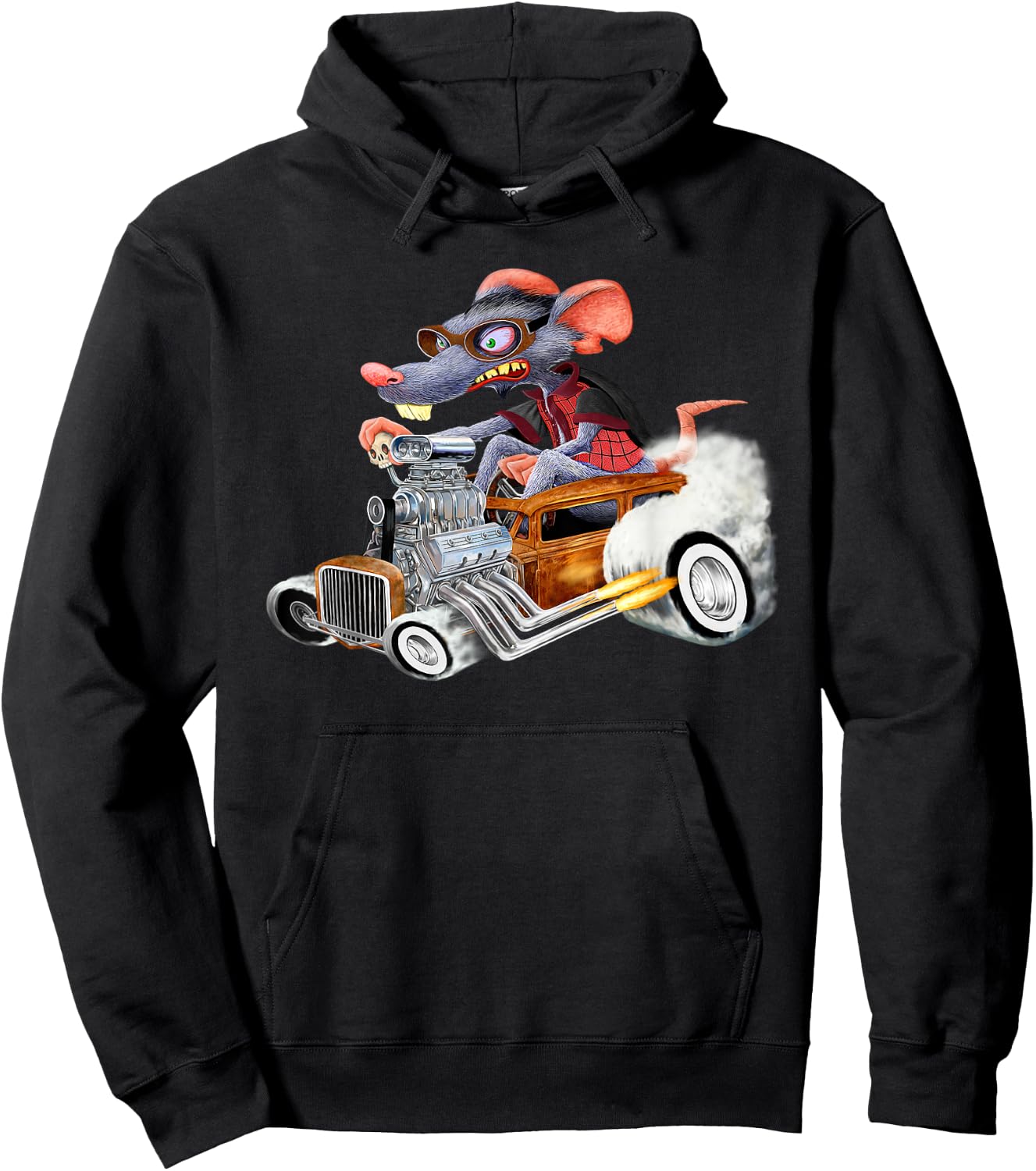 Rat Rod Drag Racing Old School Cars Rat on top Hot Rod Gift Hoodie - Hoodie | Black
