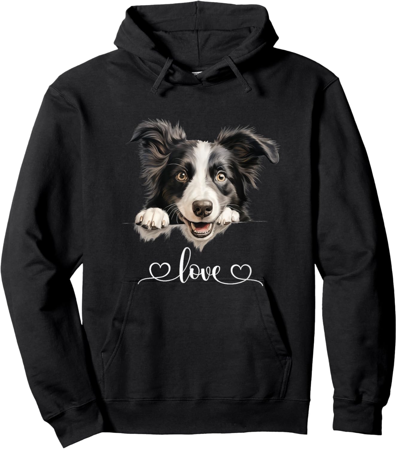 Cute Dog Graphic Love Puppy Border Collie Dog Men Women Hoodie - Hoodie | Black