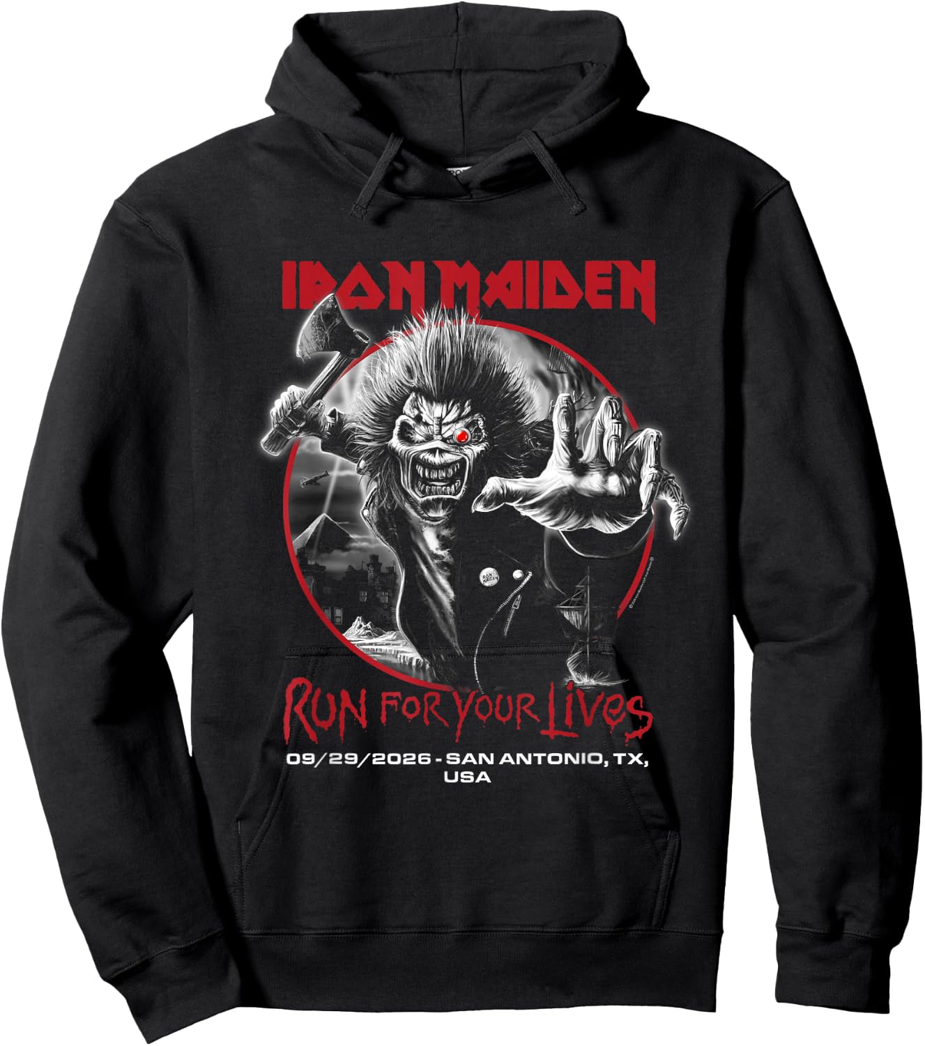 Iron Maiden Run for Your Lives Tour 2026 San Antonio Hoodie - Hoodie | Black