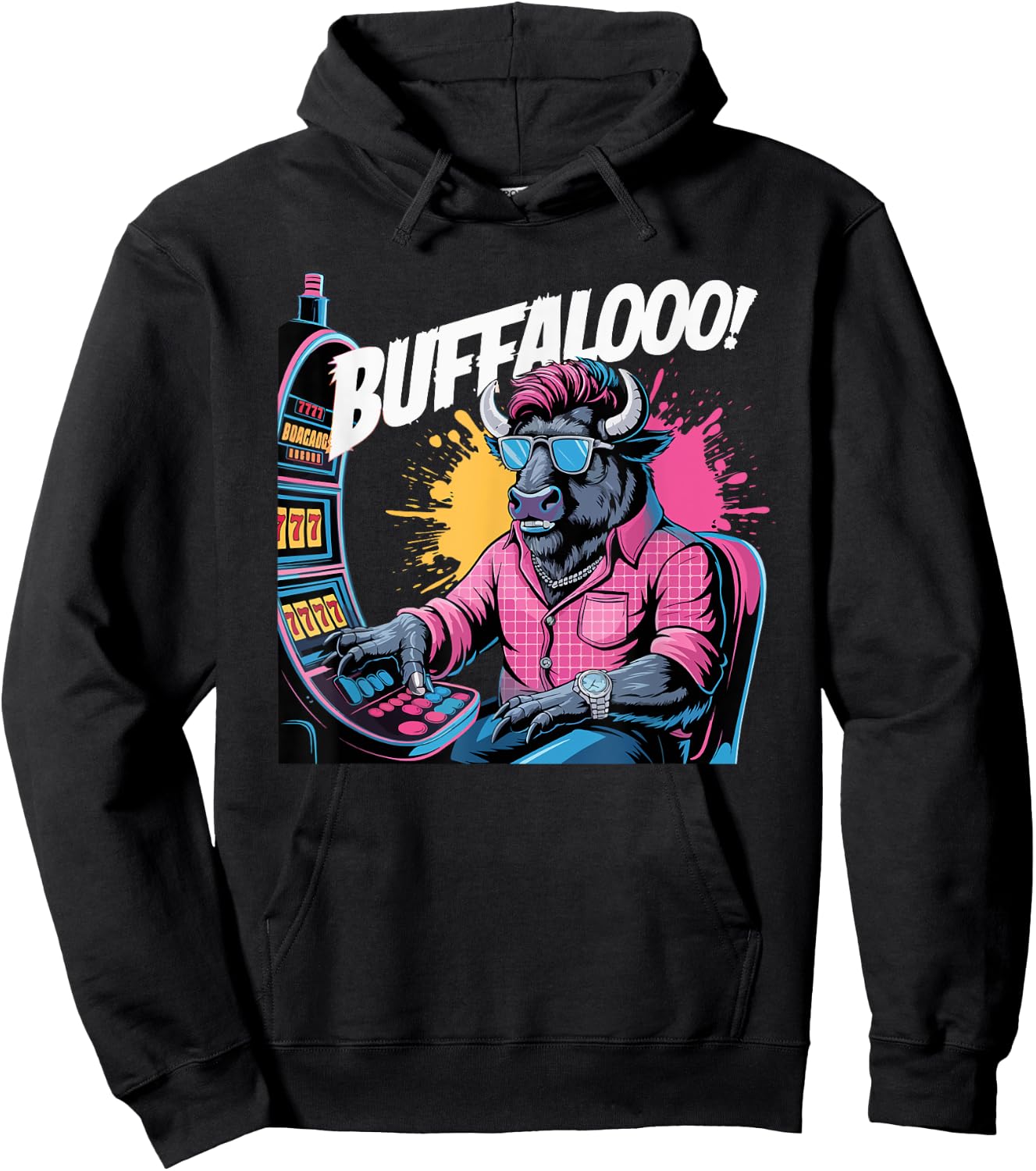 Buffalo Slot Machine Funny Casino Lovers Art Hoodie - Hoodie | Black