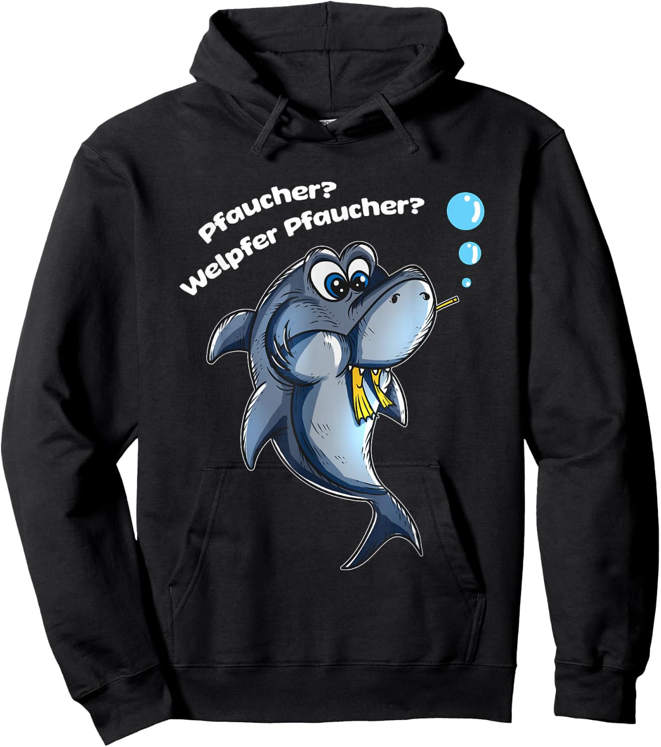 Funny Cute Shark Eating Diver Puppy , black Hoodie - Hoodie | Black
