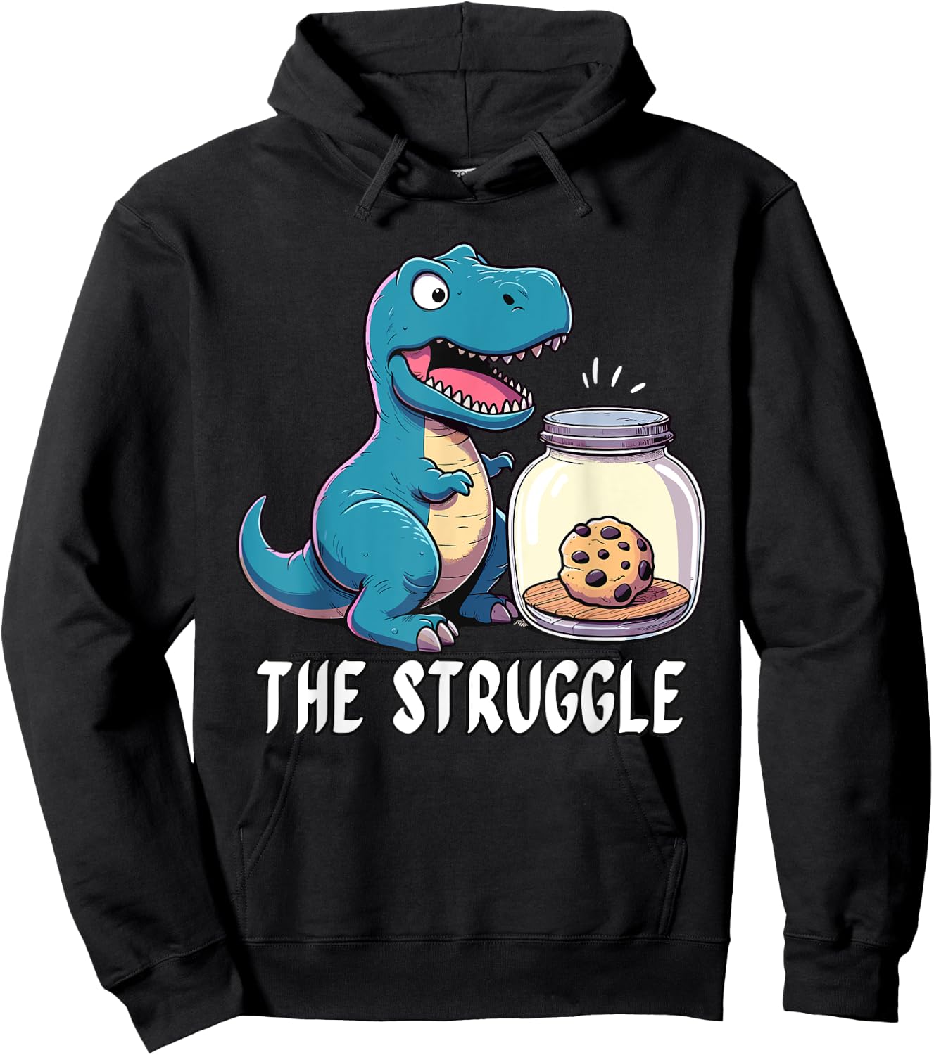 The Struggle is Dinosaur Fitness Gym Lover Gifts Dino Hoodie - Hoodie | Black