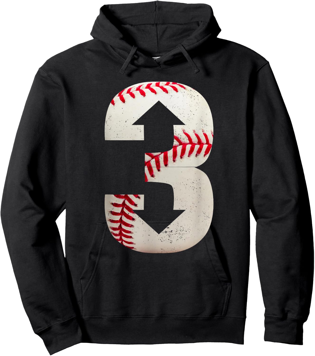 3 Up 3 Down | Three Up Three Down Baseball Hoodie - Hoodie | Black