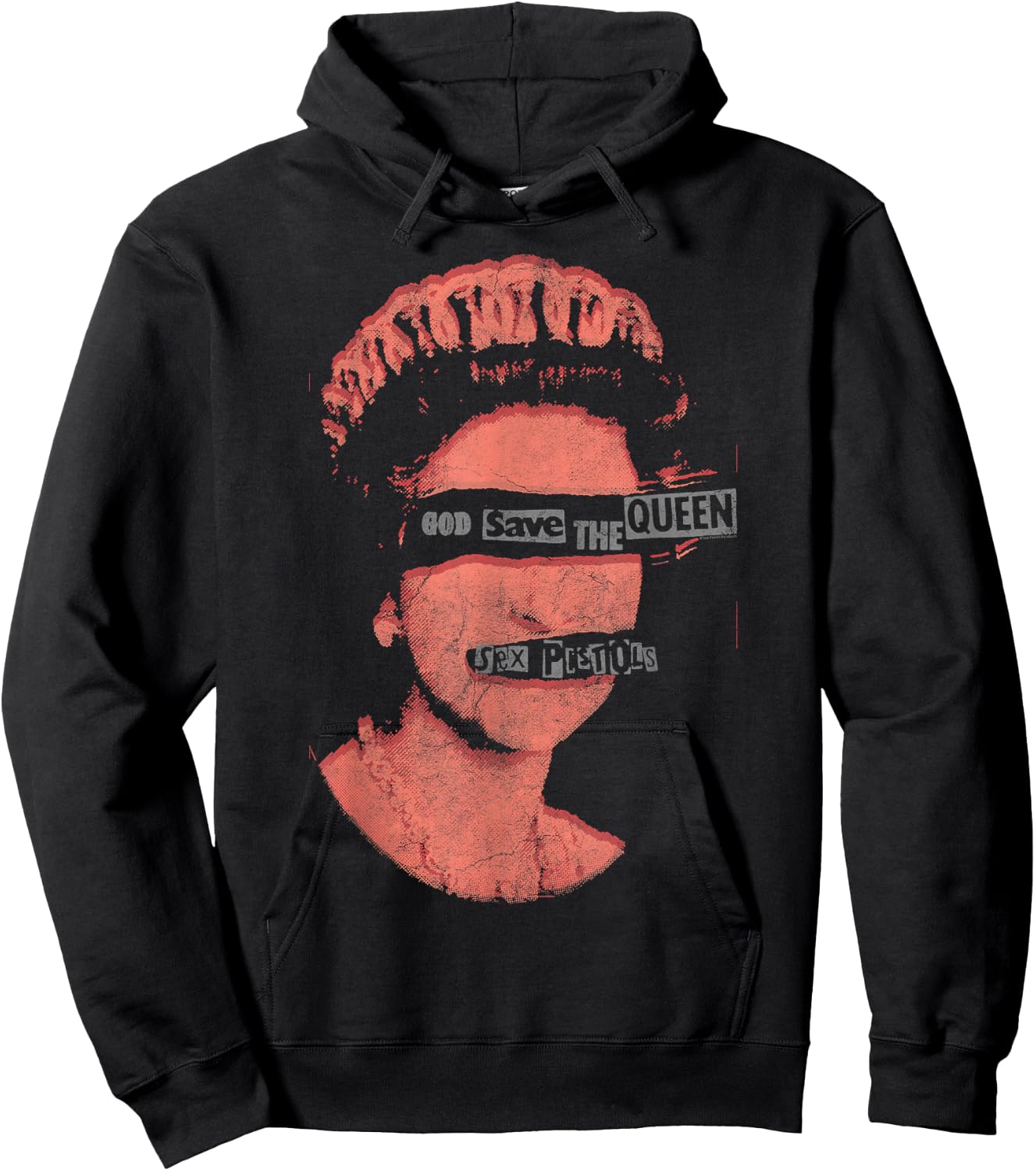 Sex Pistols Official God Save The Queen Red Stamp Hoodie - Hoodie | Black