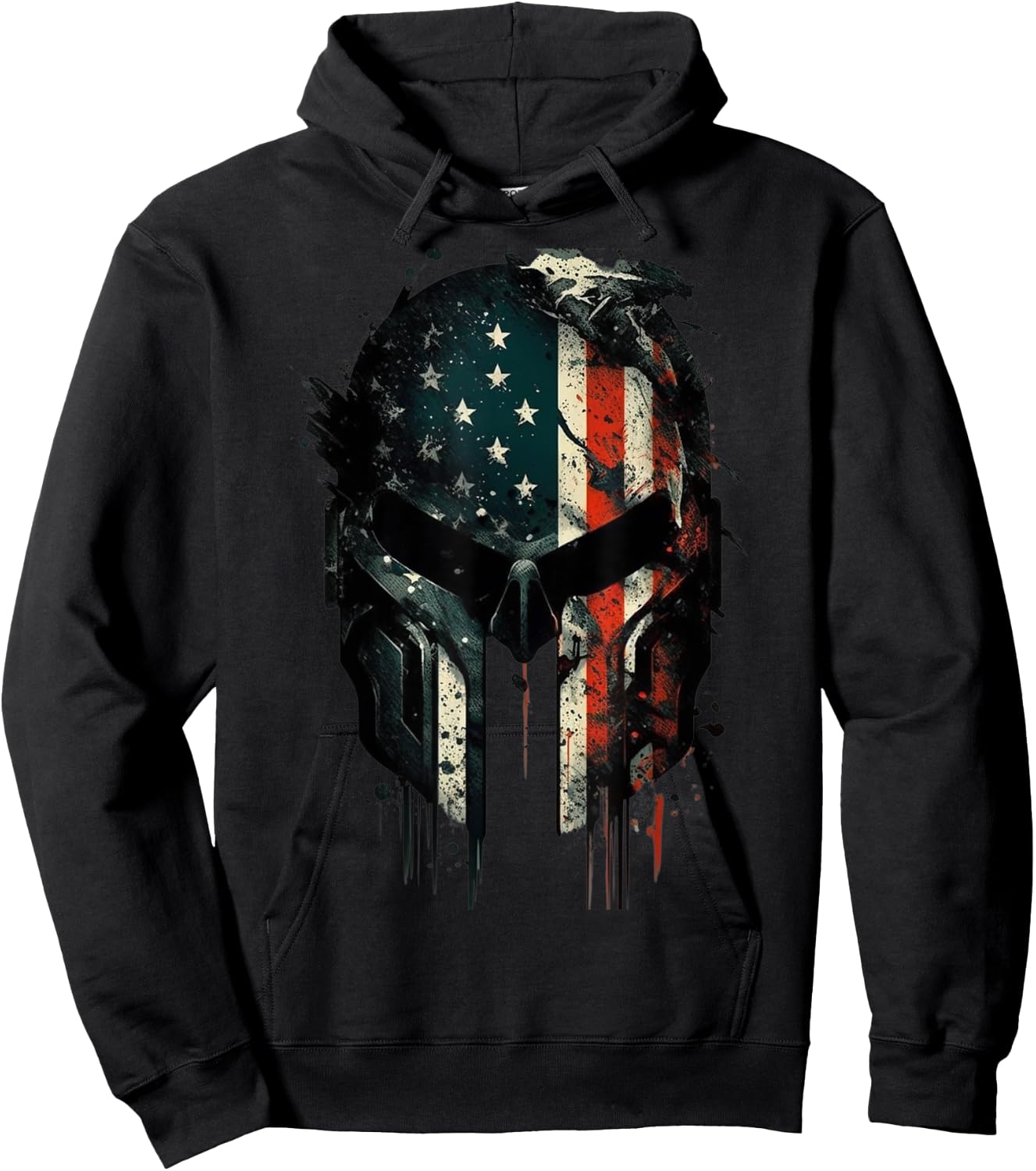 American Spartan Reaper Themed USA Flag National Pride Women Men Hoodie - Hoodie | Black