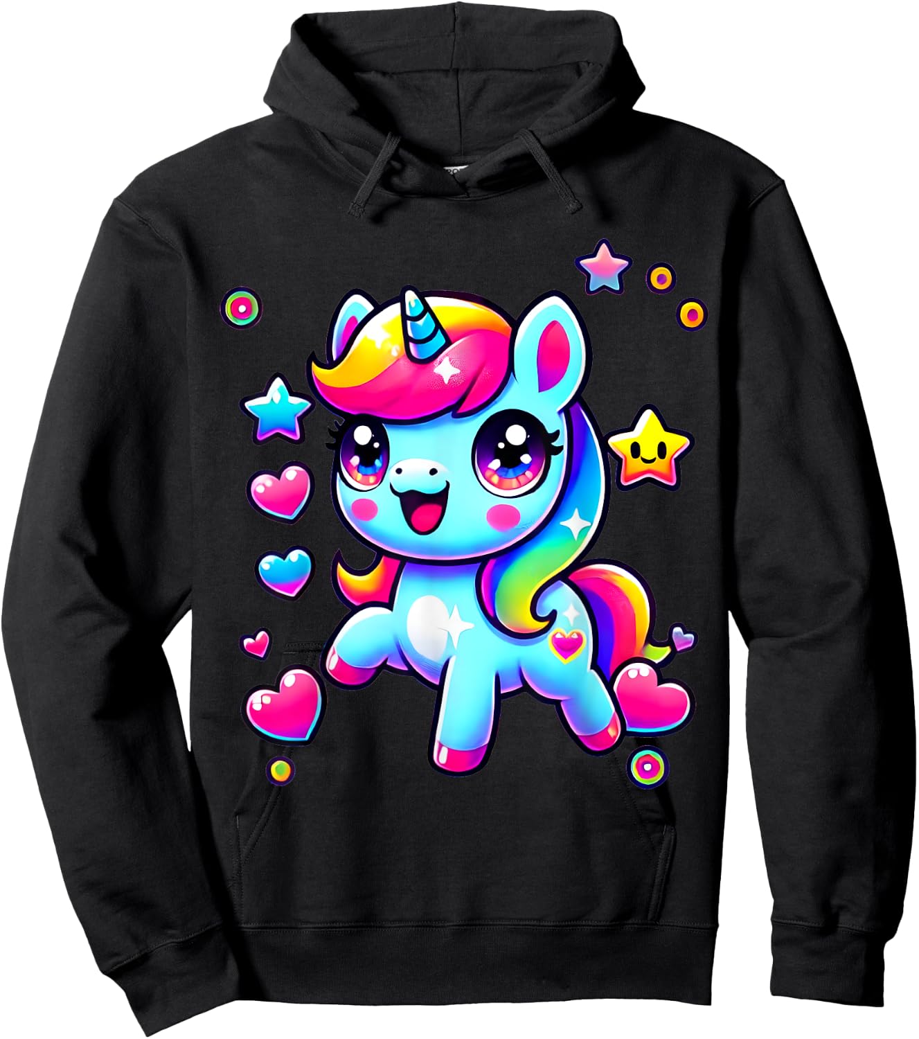 Kawaii Rainbow Unicorn | Magic Gift , Black, S Hoodie - Hoodie | Black