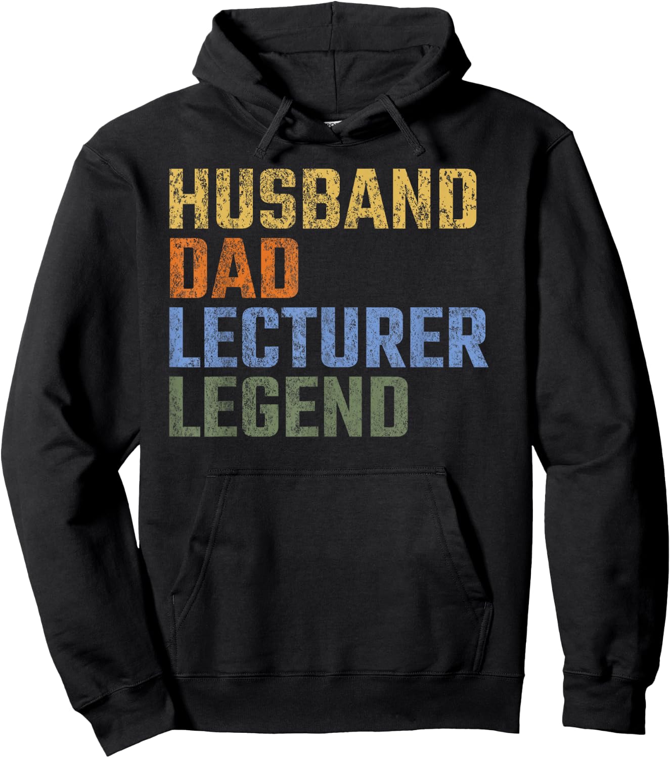 Husband Dad Lecturer Legend Fathers Day Vintage Retro Hoodie - Hoodie | Black
