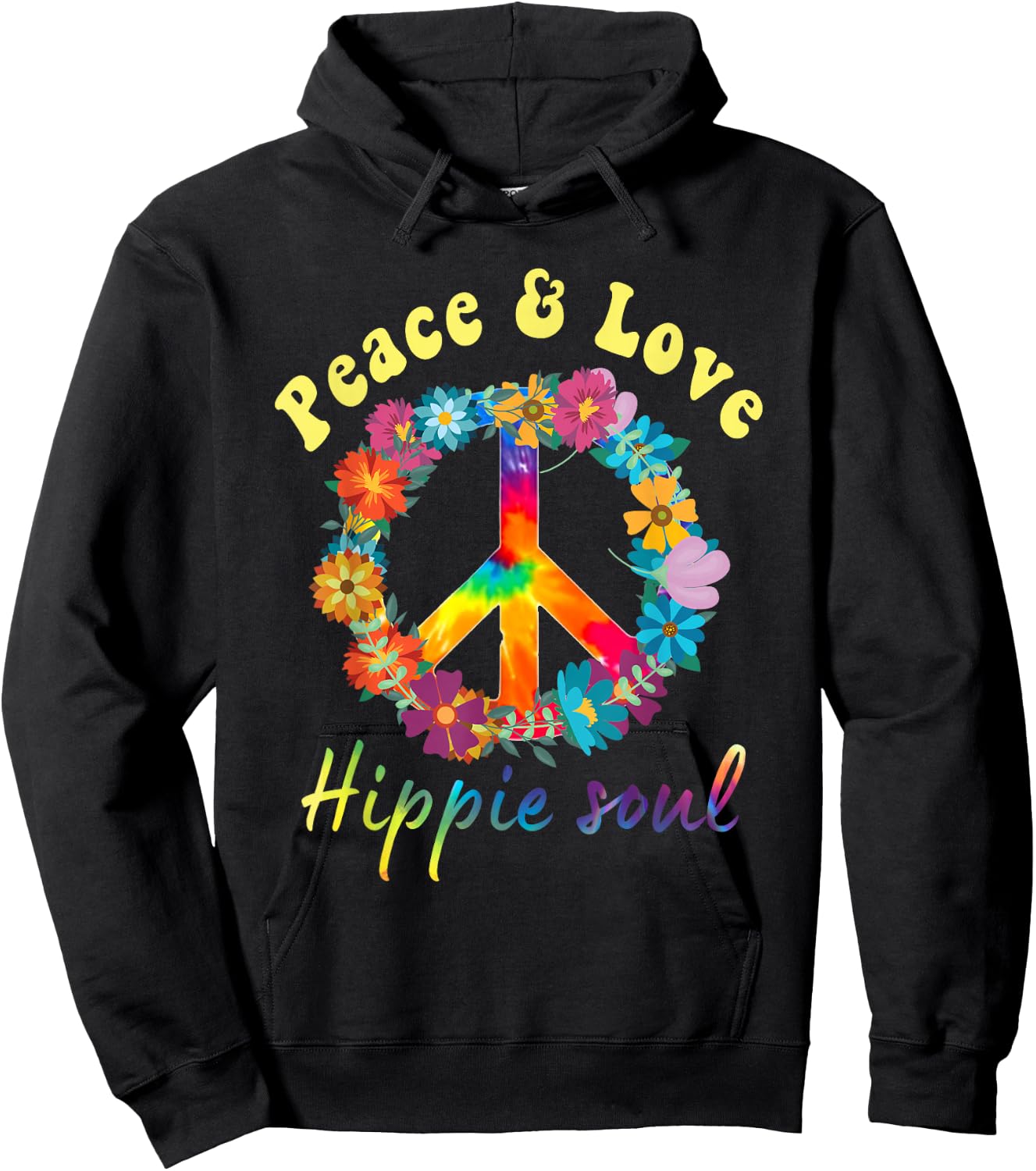 Hippie Acidhead Woodstock Peace Hippy , black Hoodie - Hoodie | Black