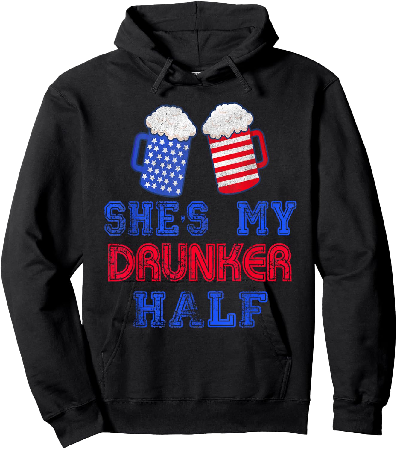 She's my Drunker Half 4th July Matching Couples Drinking Hoodie - Hoodie | Black