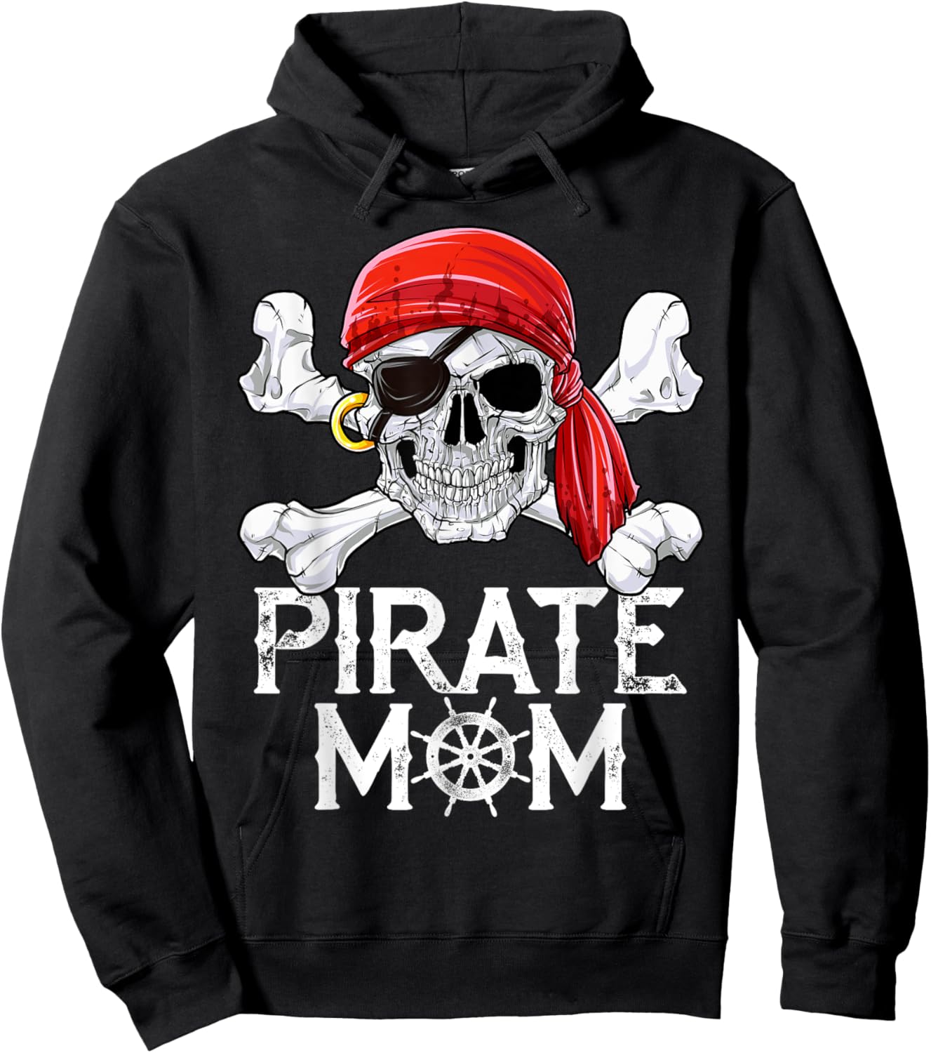 Pirate Mom T shirt Jolly Roger Flag Skull & Crossbones Hoodie - Hoodie | Black
