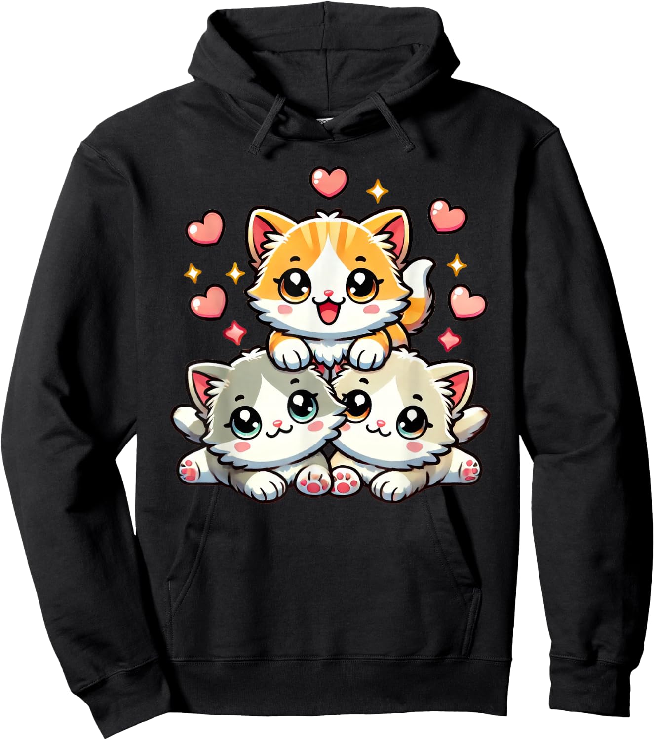 Kawaii Cats Kittens Cute Cat Lover Hoodie - Hoodie | Black