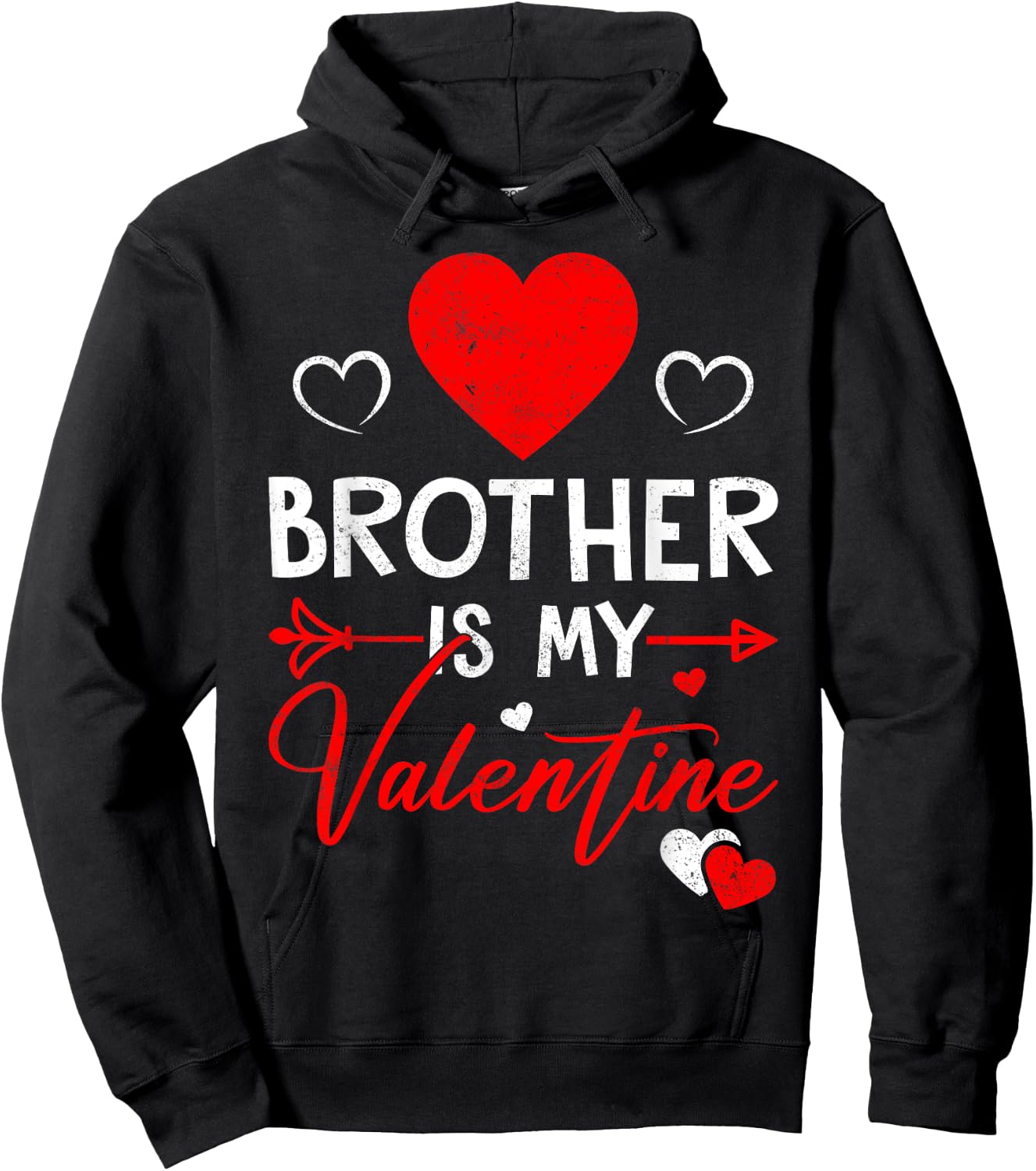 Family Matching Love Heart Brother Is My Valentine Hoodie - Hoodie | Black
