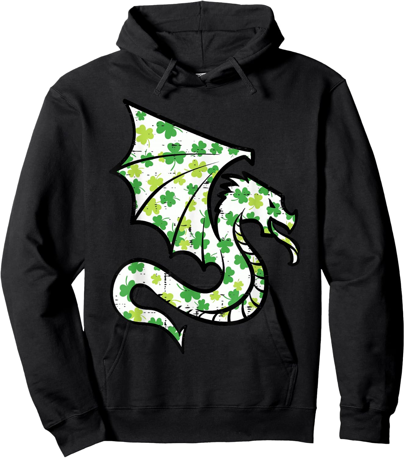 St Patricks Day Dragon Shamrocks Saint Pattys Women Kids Men Hoodie - Hoodie | Black