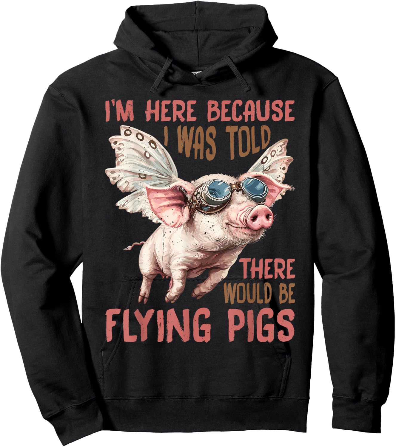 I'm Here Because I was Told There Would Be Flying Pigs_ Hoodie - Hoodie | Black
