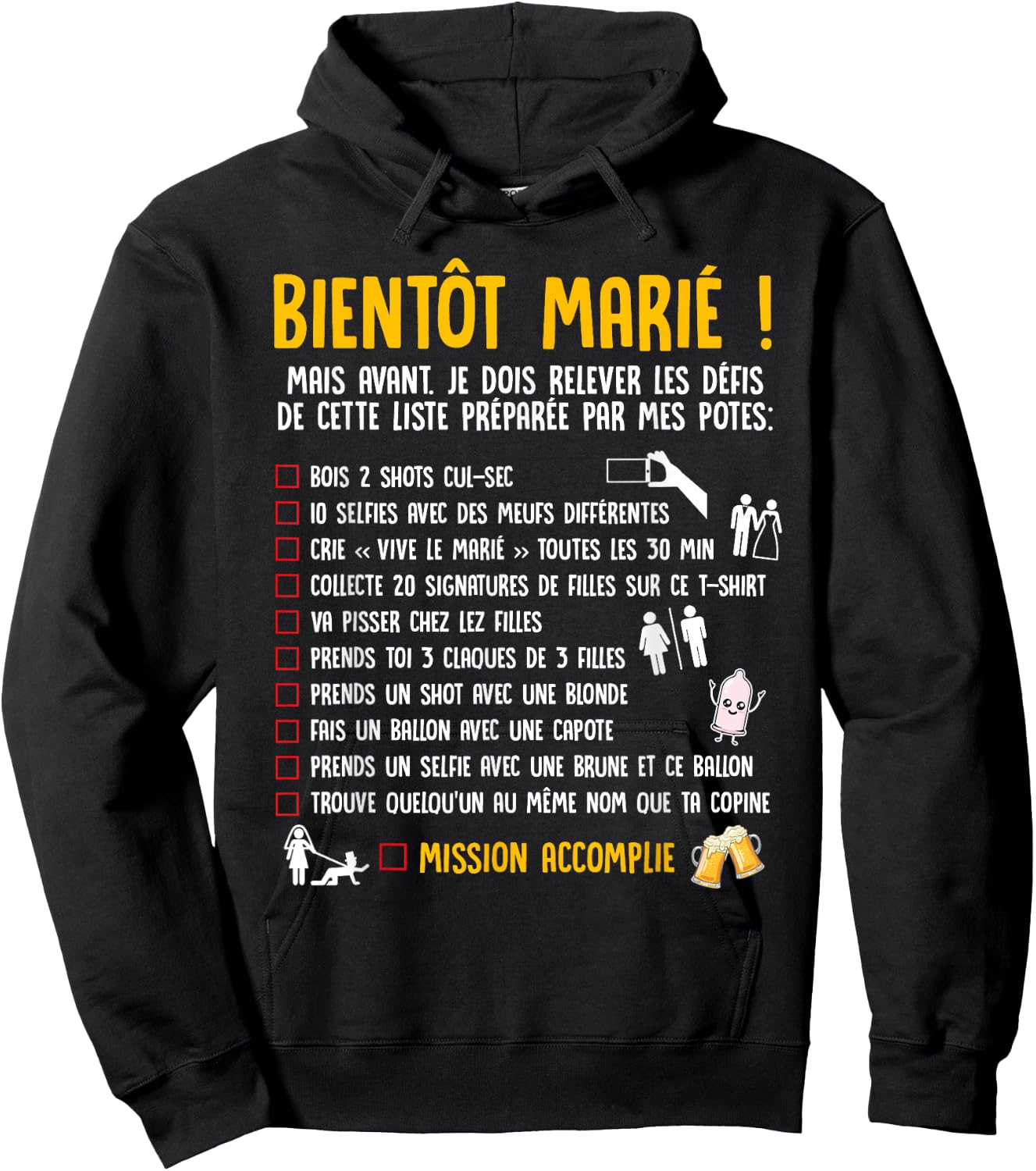 Soon Married List Funny Bachelor Party EVG , Black, S Hoodie - Hoodie | Black