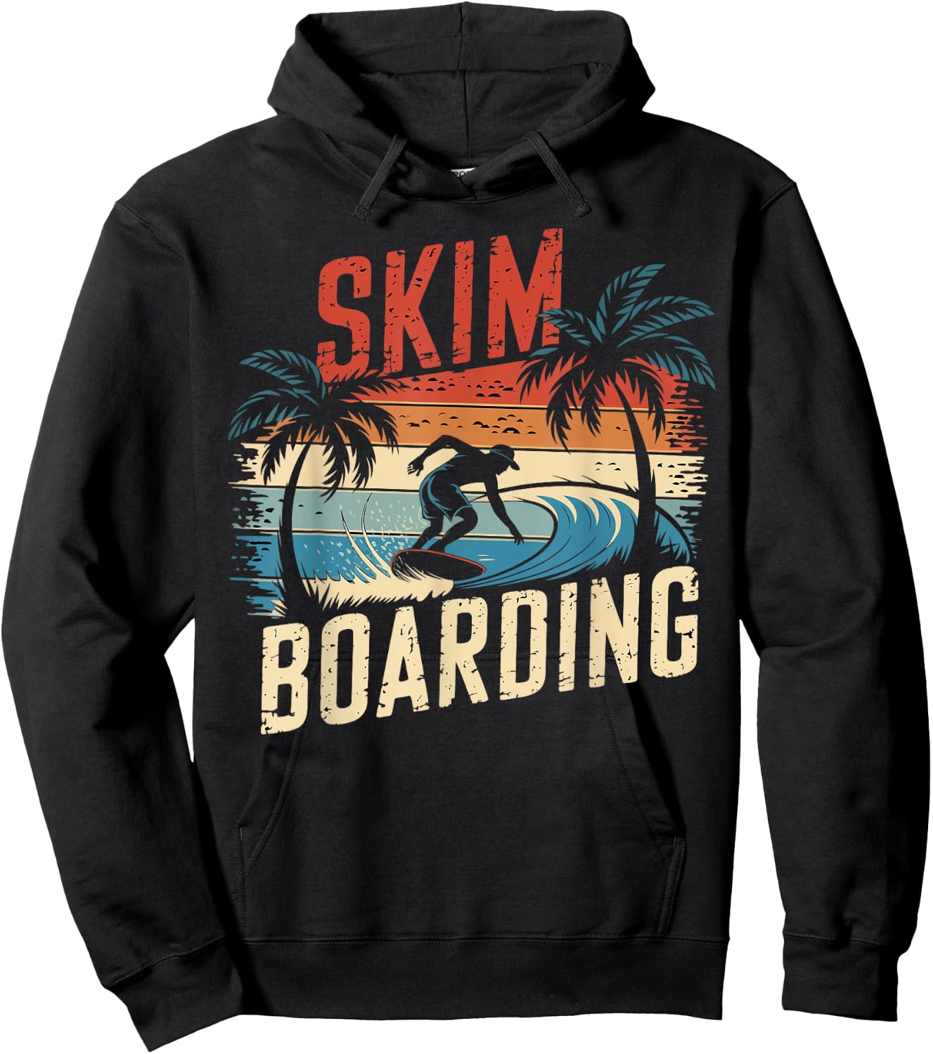 Retro Skim Boarding Skimboarding Sunset Beach Skim Rider Hoodie - Hoodie | Black