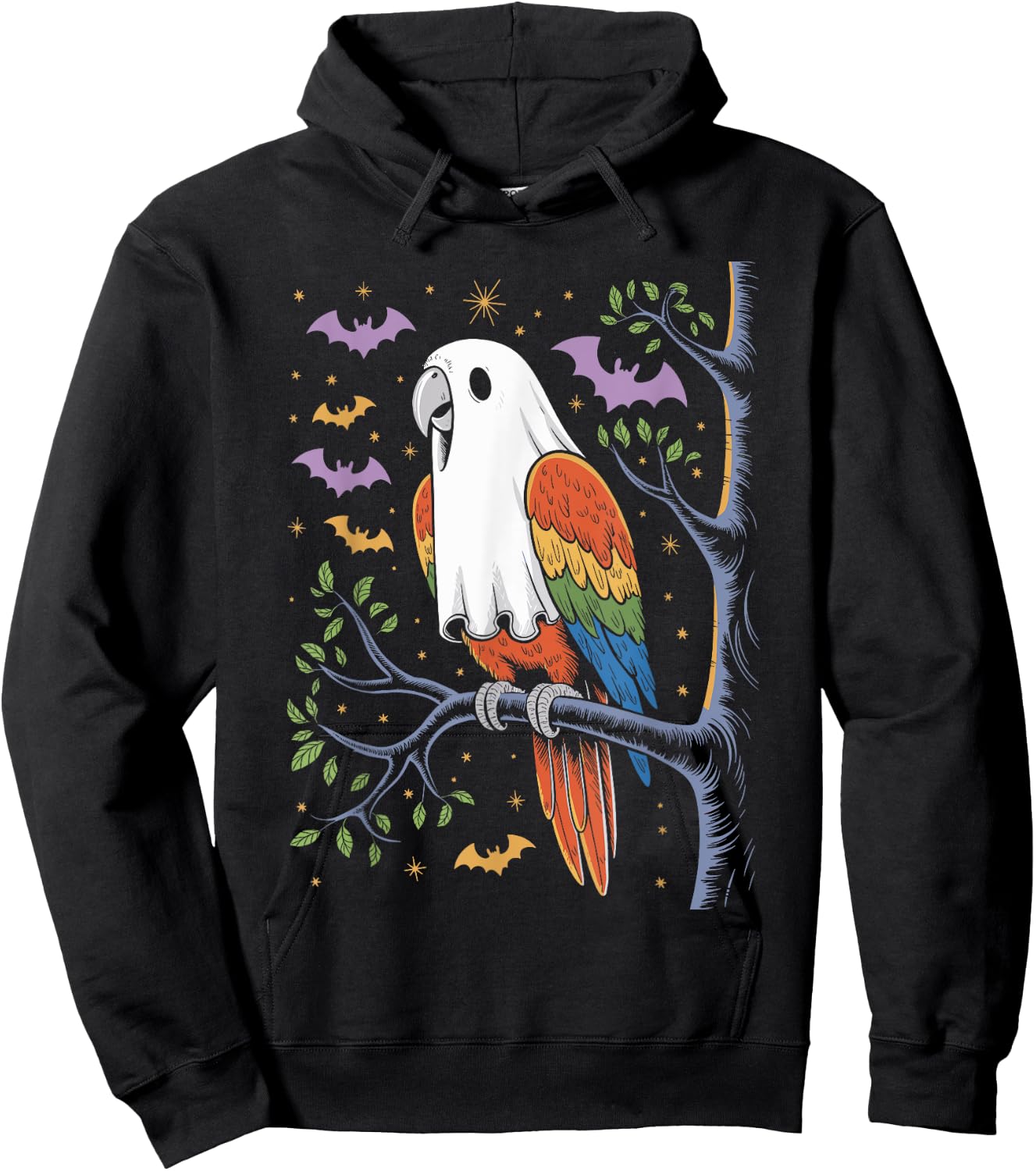 Funny Ghost Parrot Lovers Spooky Halloween Costume Hoodie - Hoodie | Black