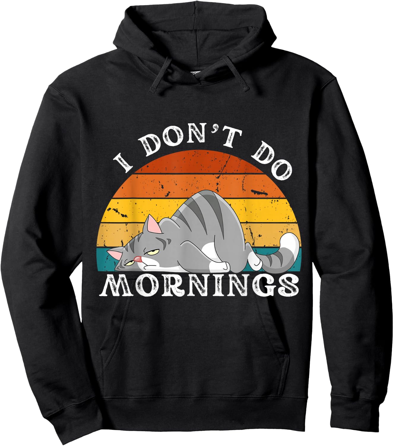 Funny Sleep Cat T Shirt I Don't Do Morning Men Women Gift Hoodie - Hoodie | Black