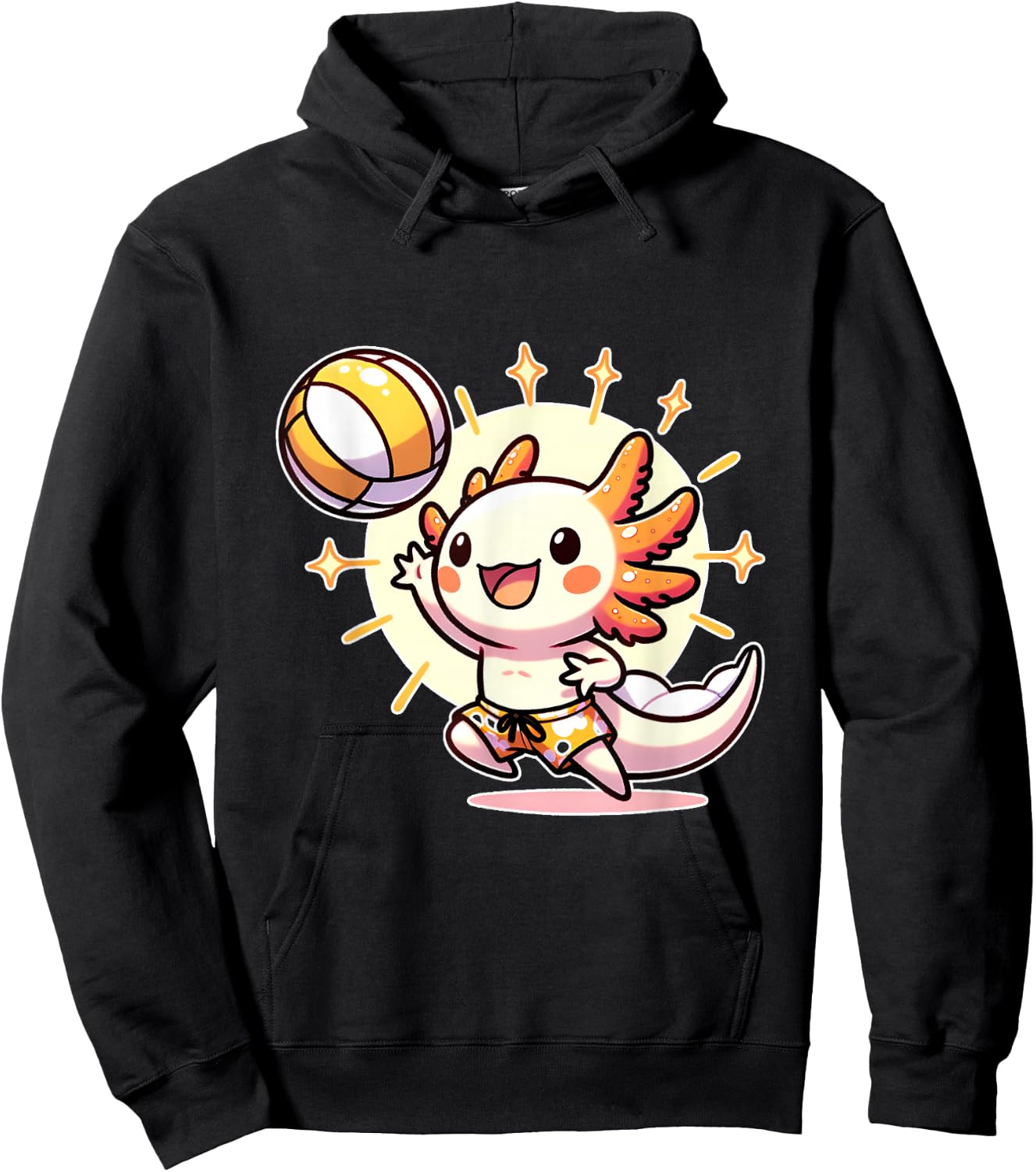 Cute Axolotl Meets Beach Volleyball Sports Enthusiast Hoodie - Hoodie | Black