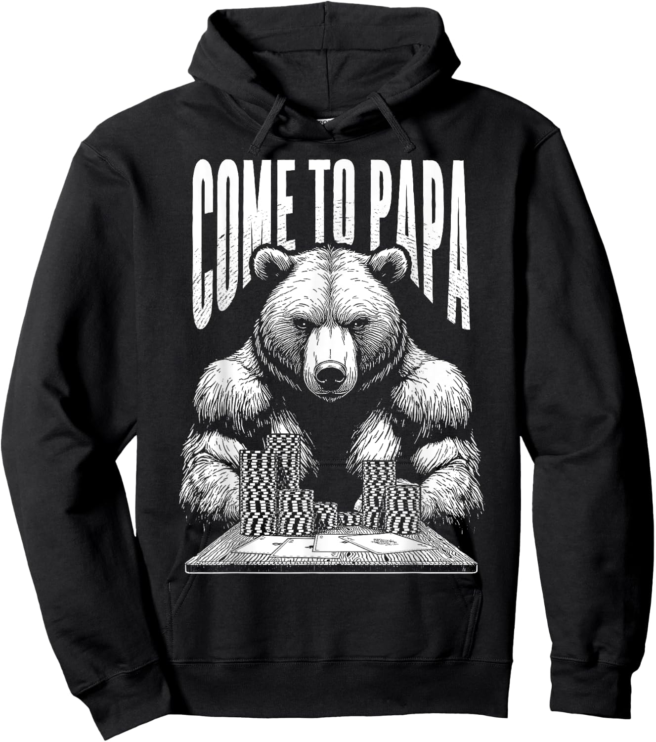Poker Player Bear Funny Come To Papa Grizzly Gambler Aces Hoodie - Hoodie | Black