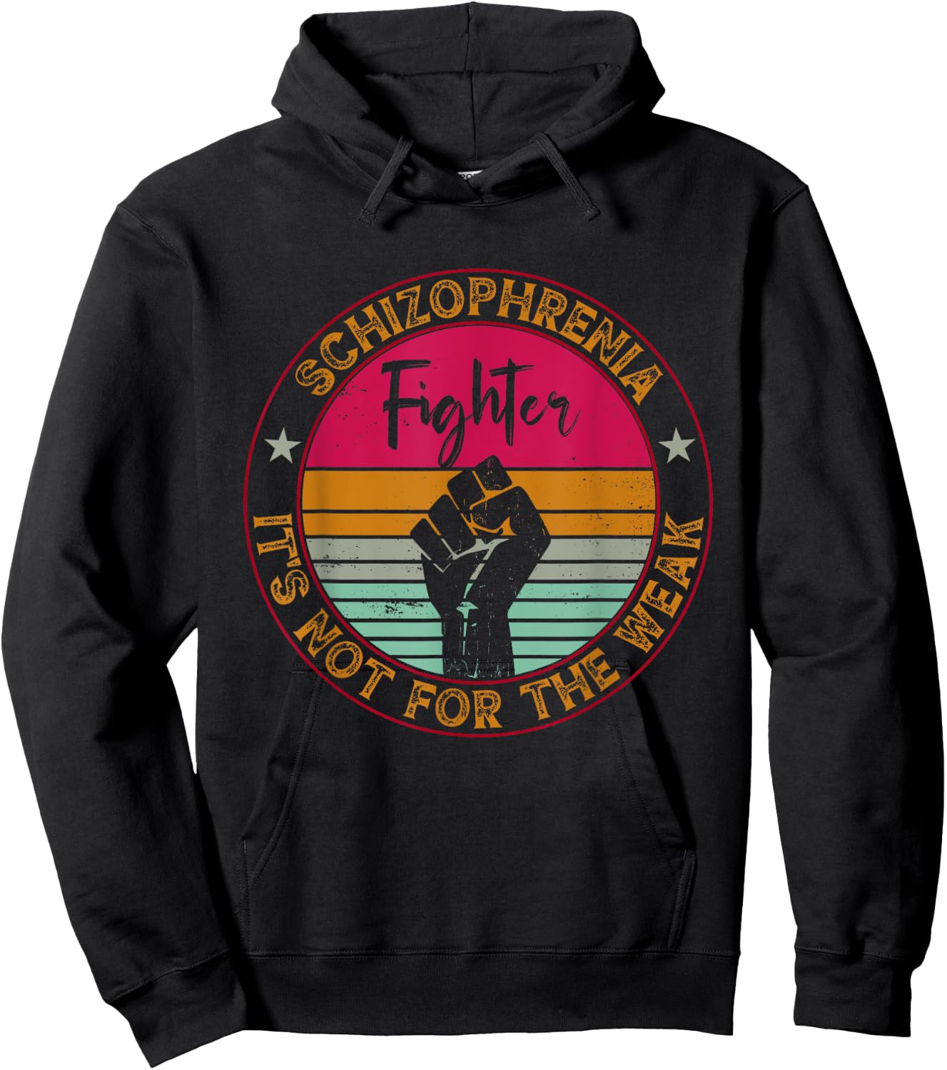 Vintage Schizophrenia Awareness Novelty Retro Schizophrenia Awareness , Adults, Teens, Retro Enthusiasts, Walkers - Black, Small, Short Sleeve, , Classic Fit, Cotton Blend Hoodie - Hoodie | Black