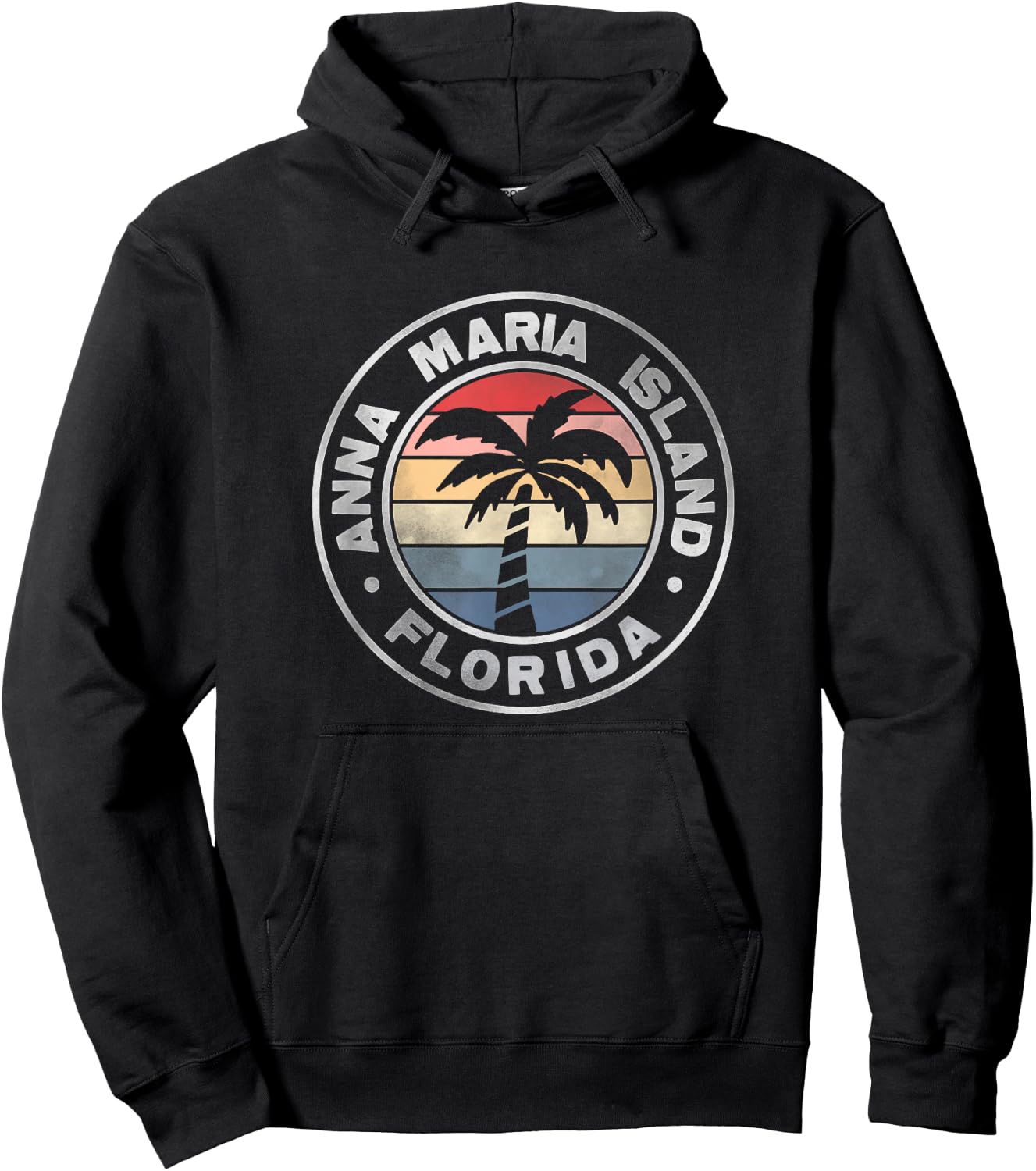 Anna Maria Island Florida Sunset Palm Trees Beach Retro Women Hoodie - Hoodie | Black