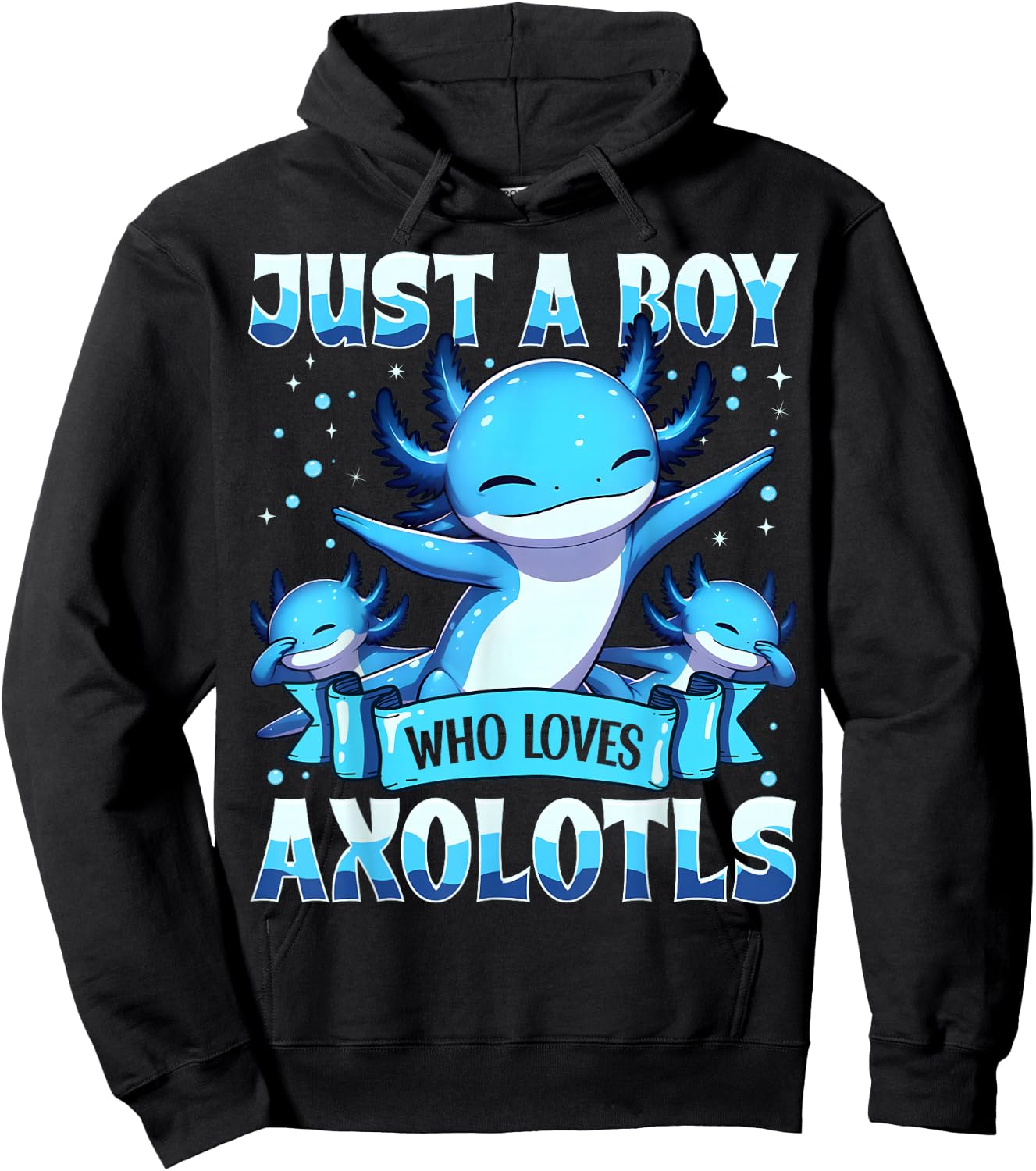 Just A Boy Who Loves Axolotls Kids Boys Cute Axolotl Hoodie - Hoodie | Black