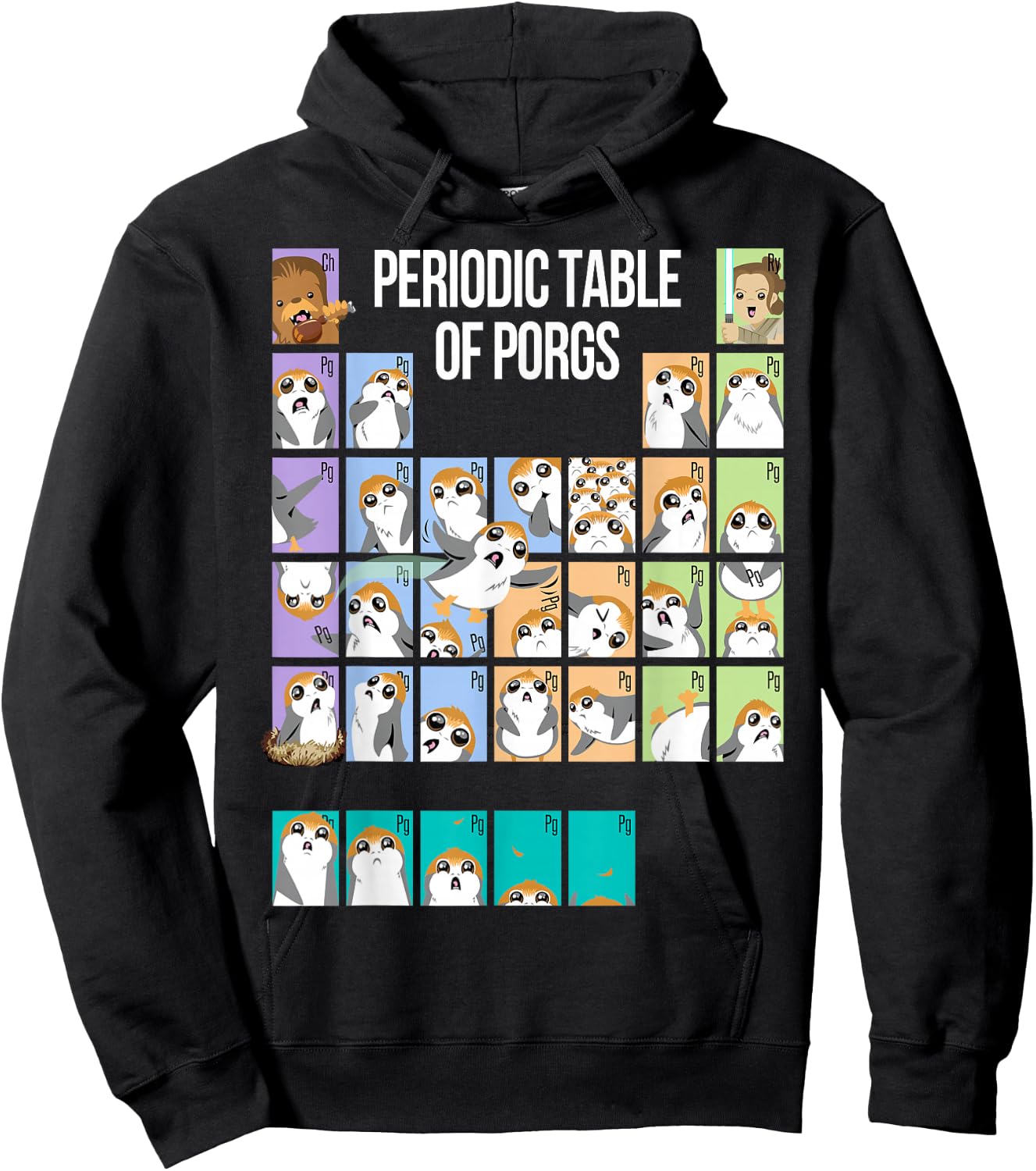 Star Wars Periodic Table Of Porgs Cute Group Shot Hoodie - Hoodie | Black