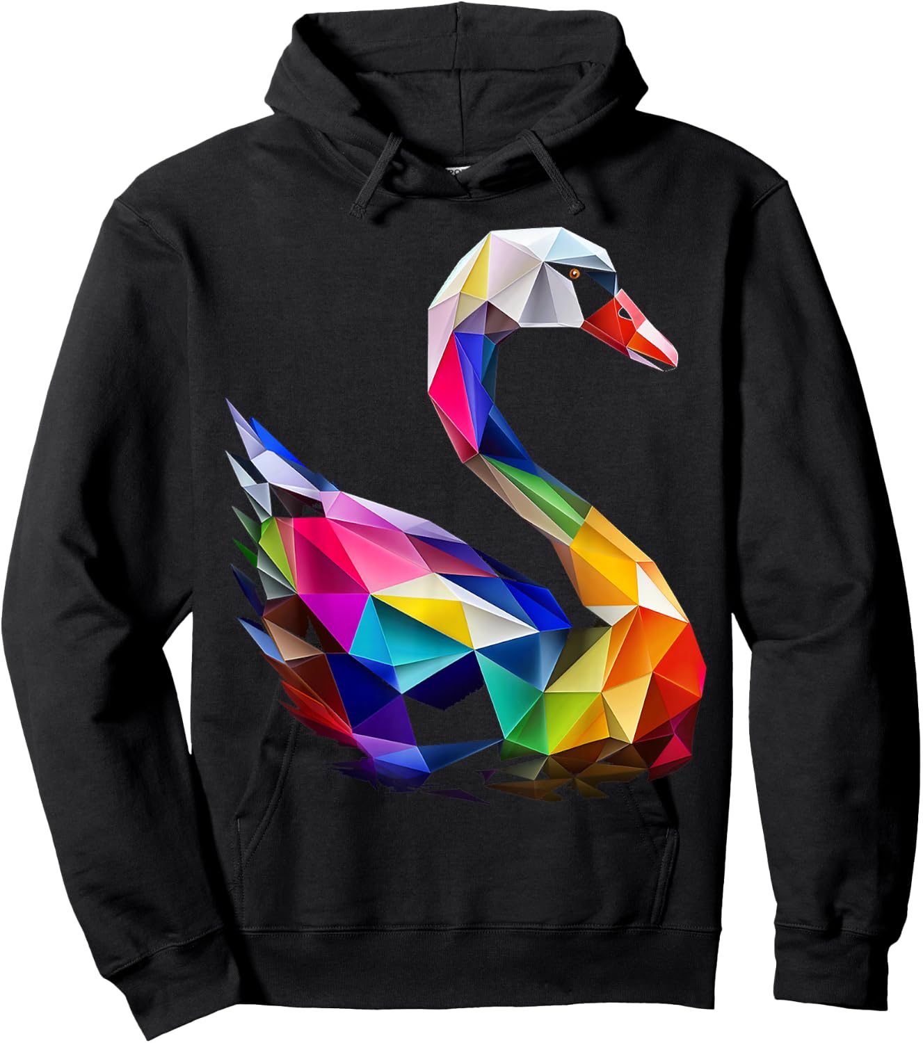 Schwan Bunte Vogelkunst Tier Polygon Grafik Schwan Hoodie - Hoodie | Black