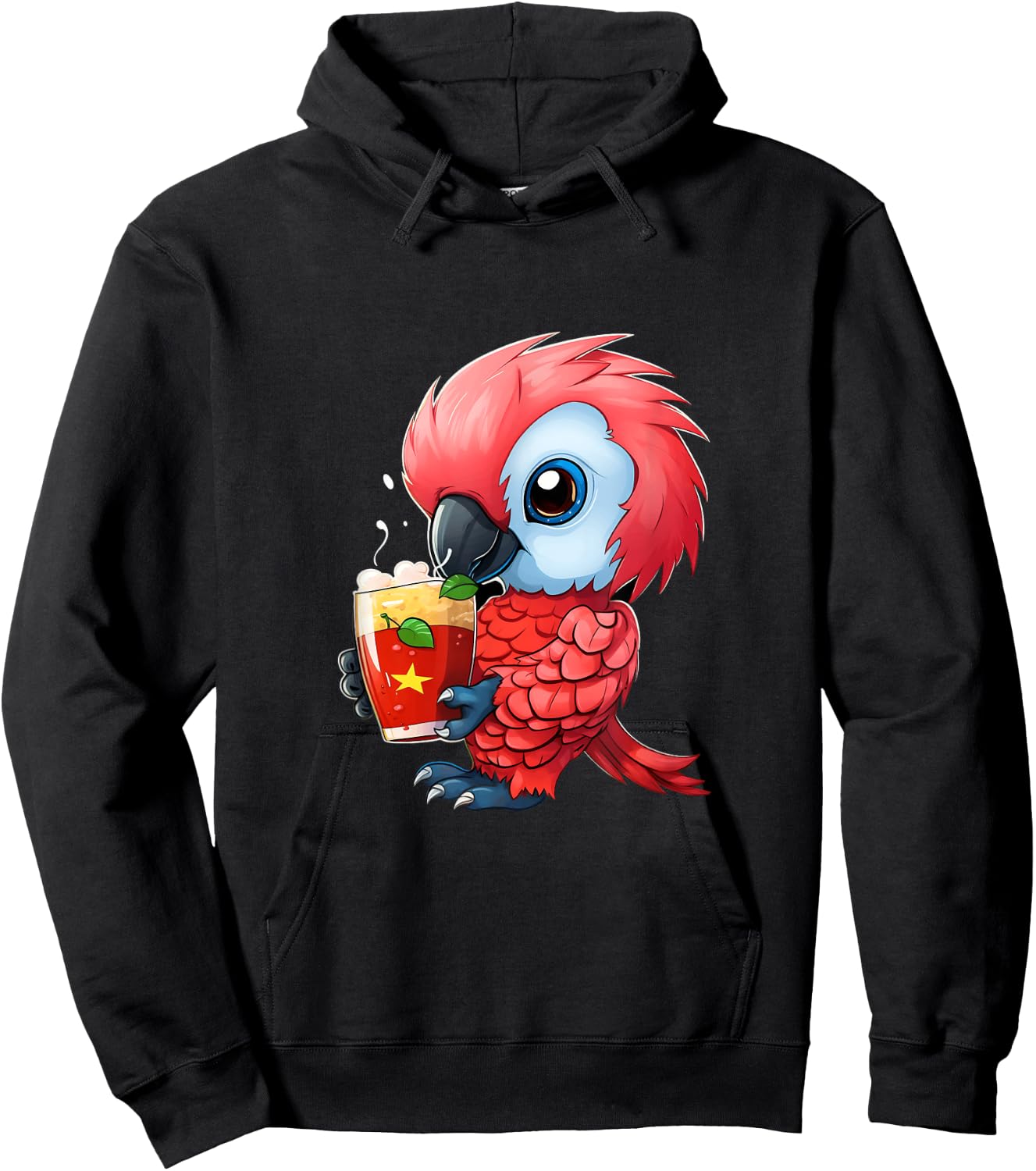 Parrot Strawberry Milk Drinking Parrot Bird Lover Hoodie - Hoodie | Black