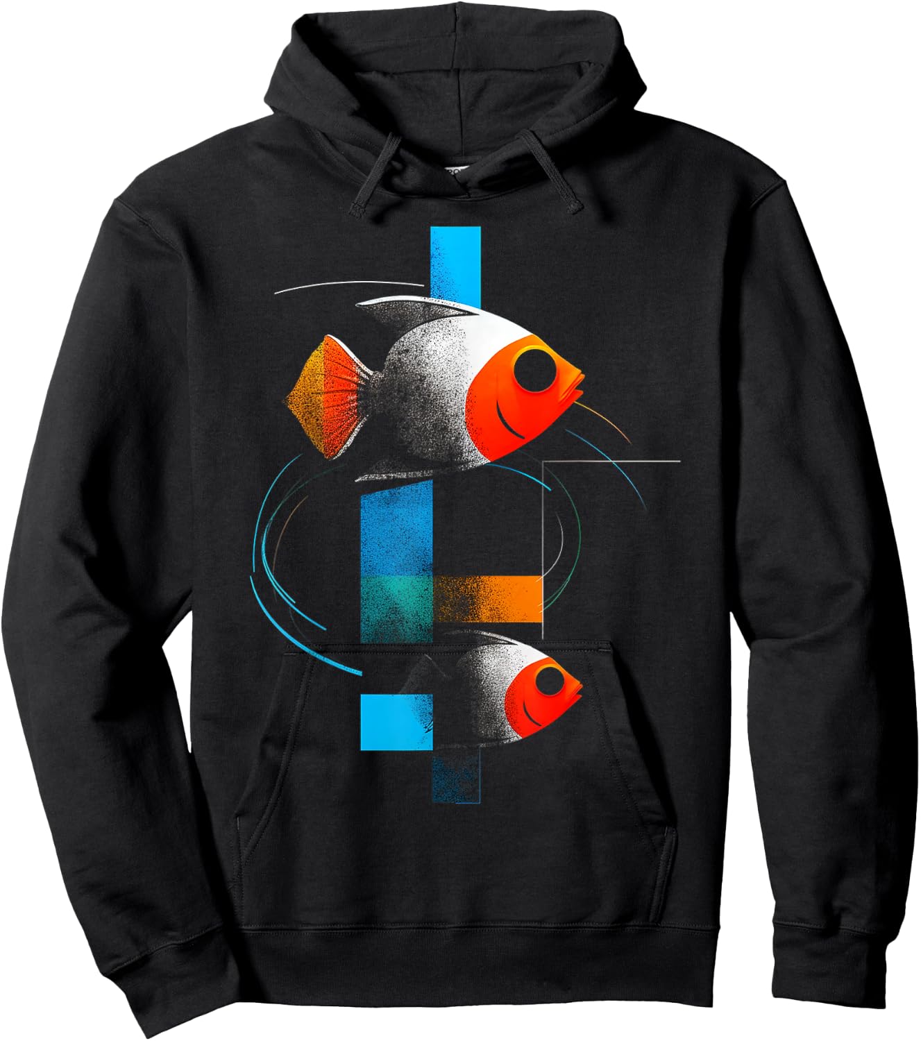 @n!mal - Fische, geometrisch, abstrakt, bunt, Tierkunst, Grafik Schwarz Kinder & Erwachsene Kurzarm Klassisch Graphic Hoodie - Hoodie | Black