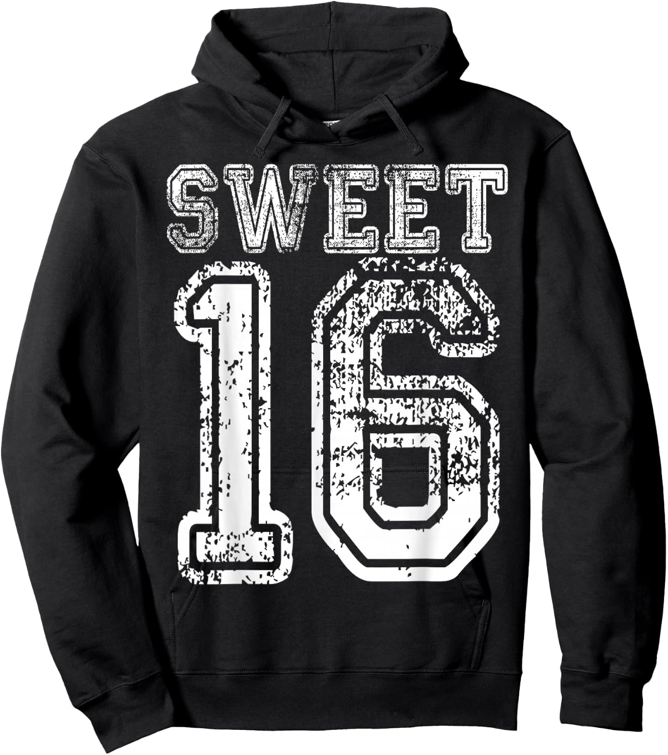 16th Birthday Sweet Sixteen Party 16 Girls Varsity Grunge Hoodie - Hoodie | Black