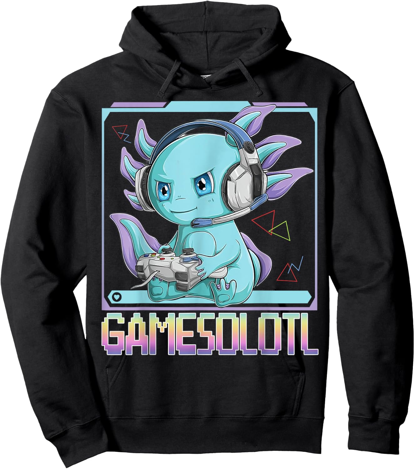 Gamesolotl Gamer Kawaii Axolotl Fish Playing Video Games Hoodie - Hoodie | Black