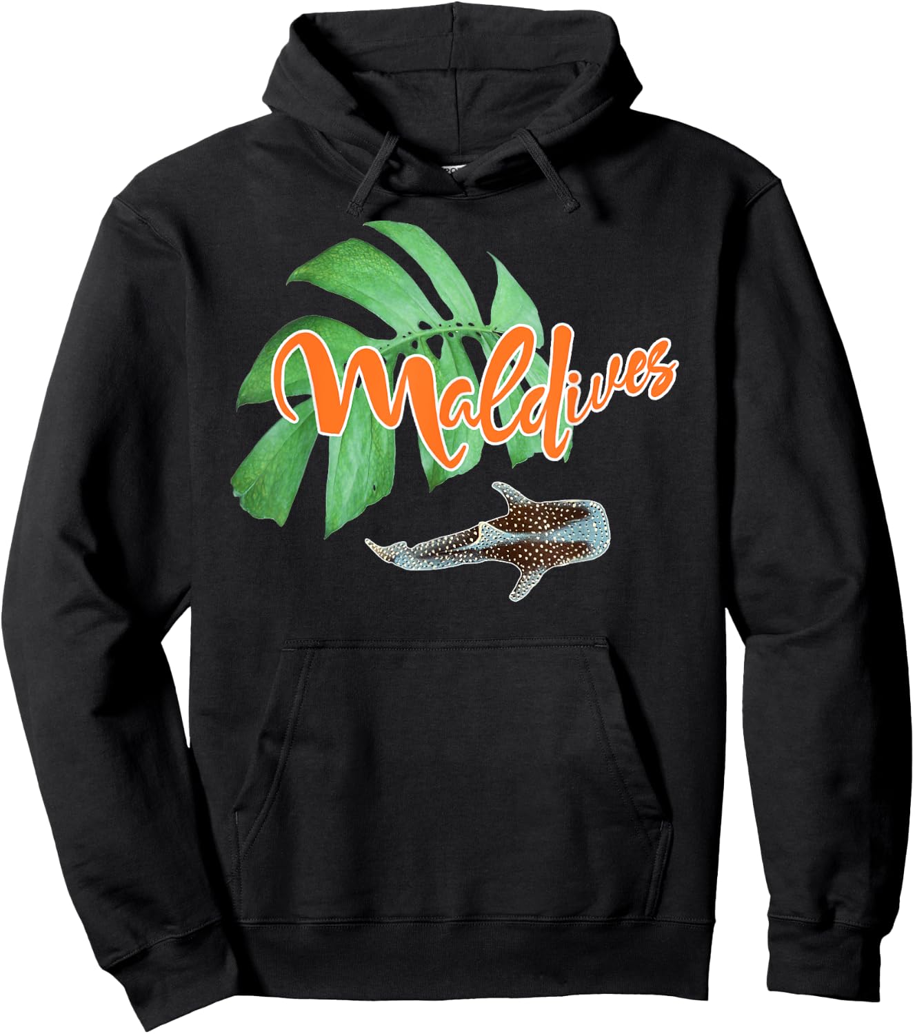 Maldives Whale Shark Monstera Vacation Travel Souvenir Gift Hoodie - Hoodie | Black