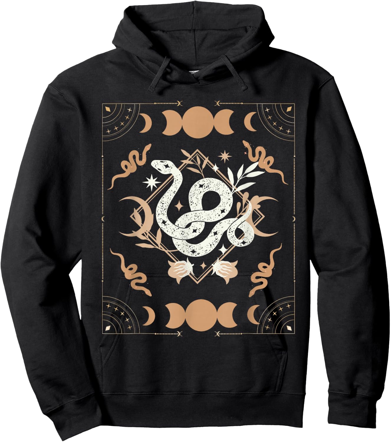 Dark Academia Aesthetic Celestial Boho Tarot Snakes Witchy Hoodie - Hoodie | Black