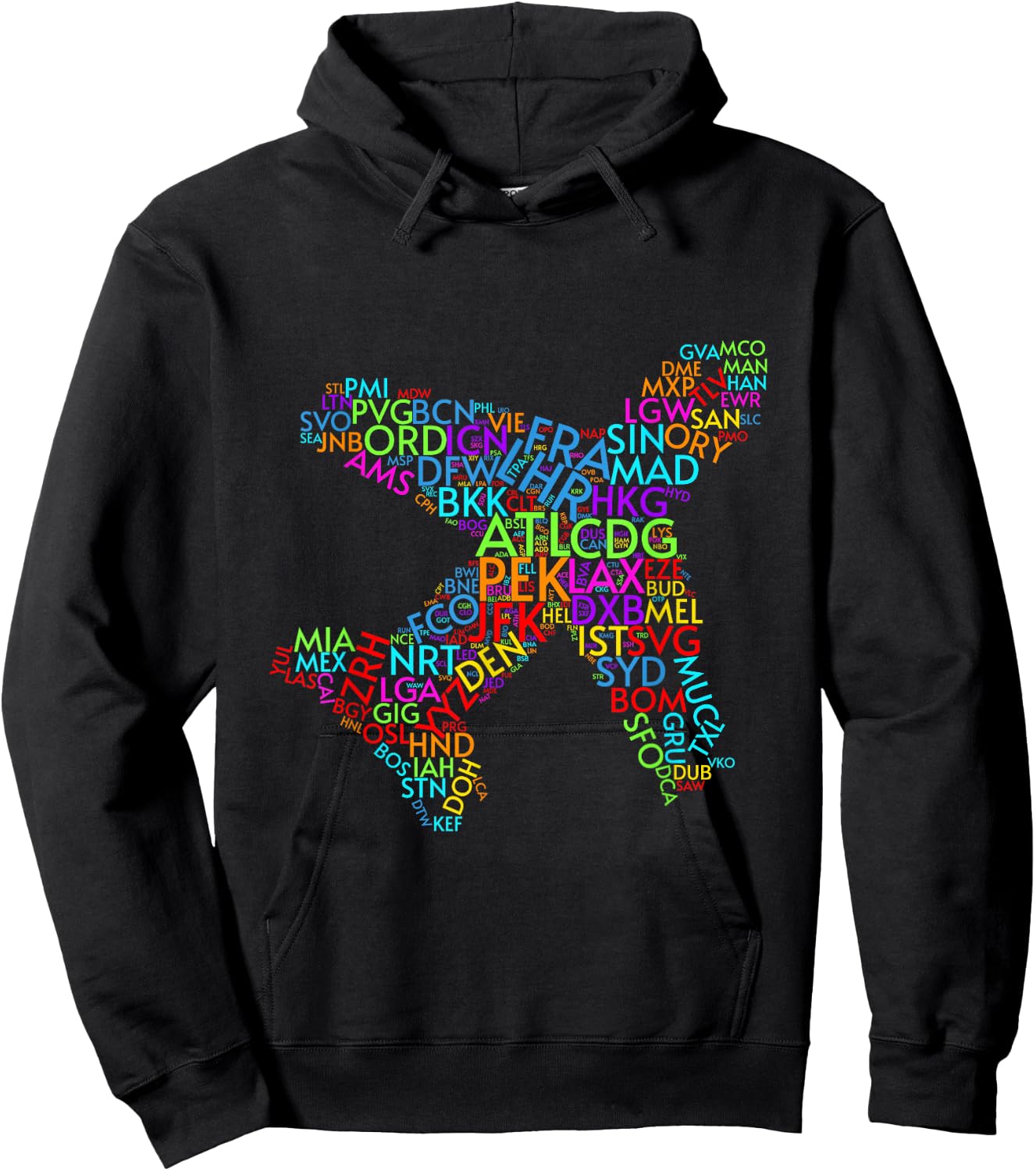 World Traveler Airport Codes of the World Hoodie - Hoodie | Black