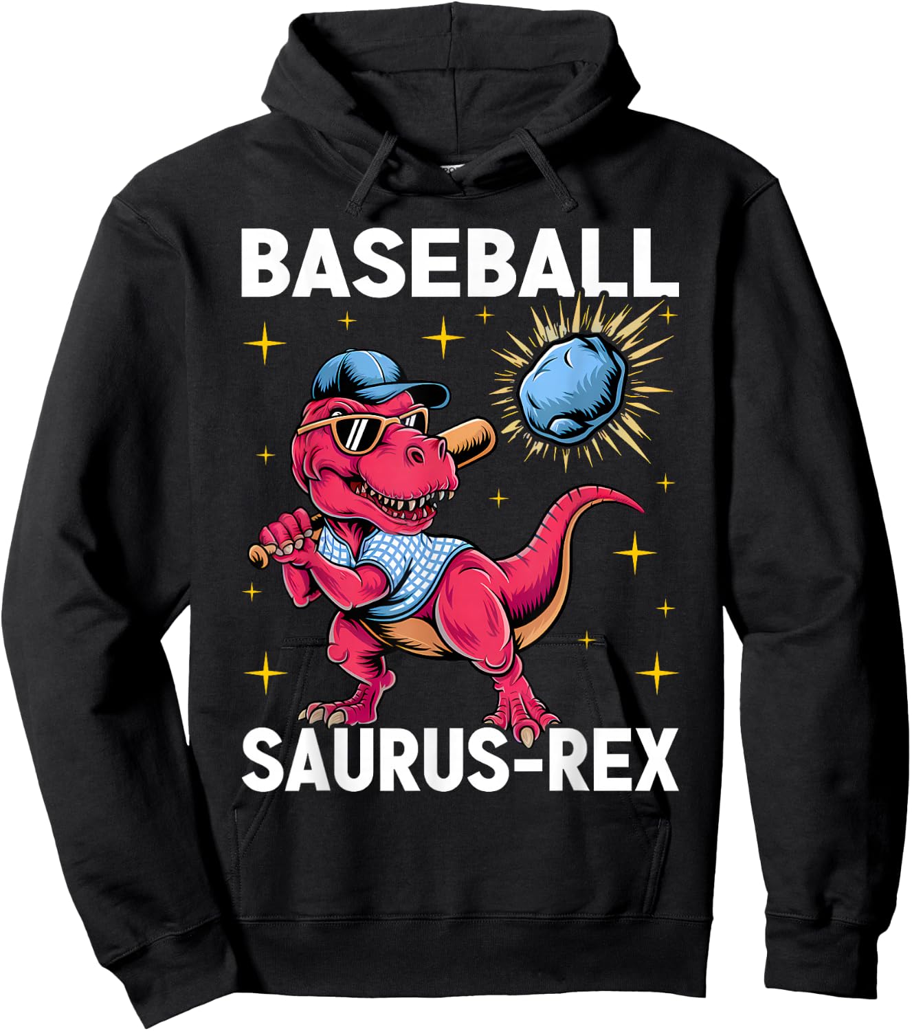 Baseballsaurus T-Rex Dinosaur Playing Baseball Dino Sports Hoodie - Hoodie | Black