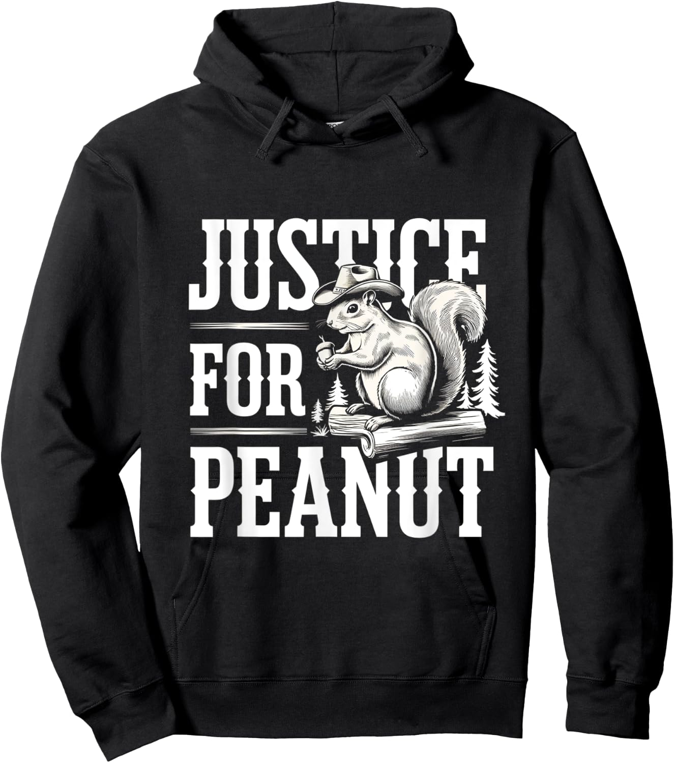 Justice For Peanut The Squirrel - Cute Squirrel Cowboy Hat Hoodie - Hoodie | Black