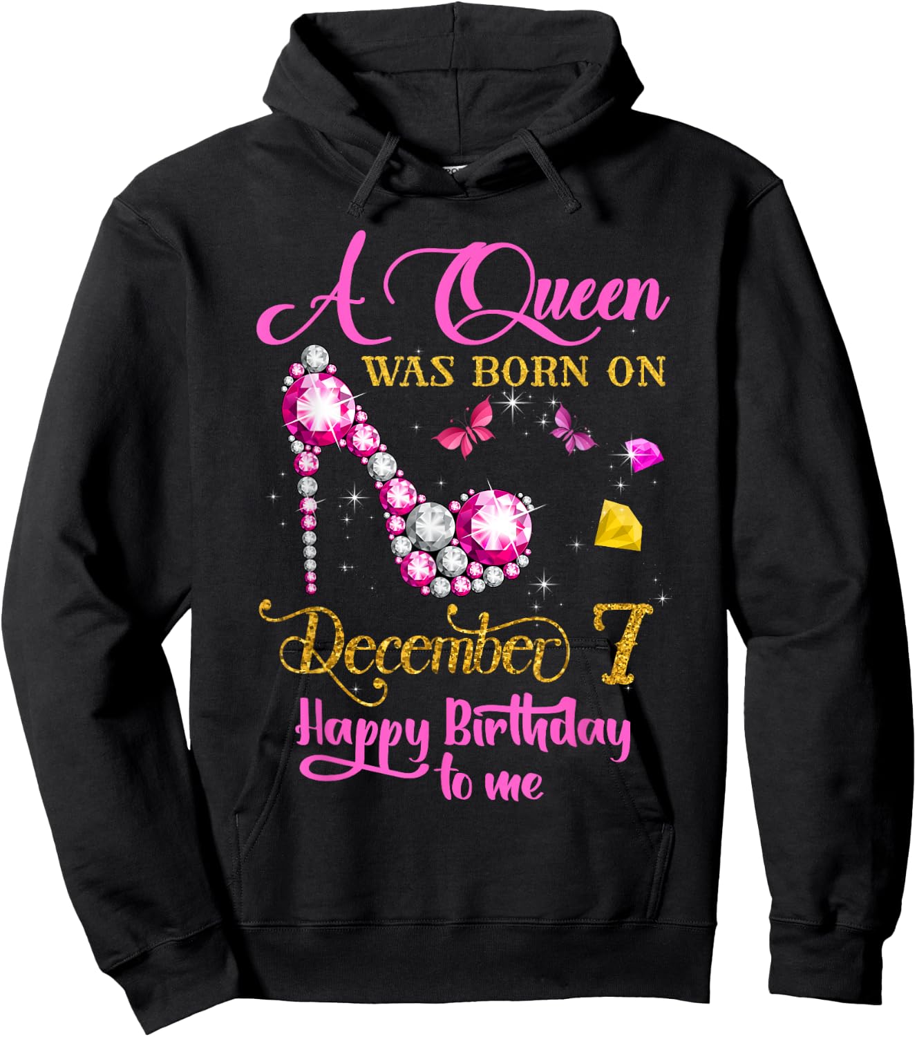 A Queen Was Born on December 7, 7th December Birthday Hoodie - Hoodie | Black