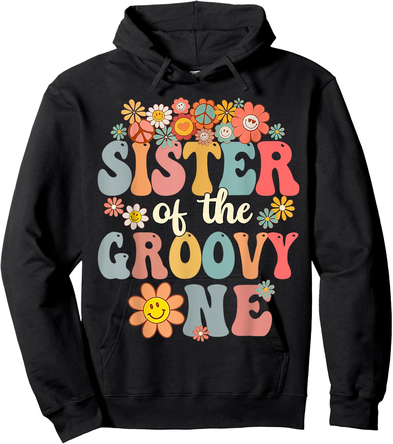 Sister of Groovy One Matching Family 1st Birthday Party Hoodie - Hoodie | Black