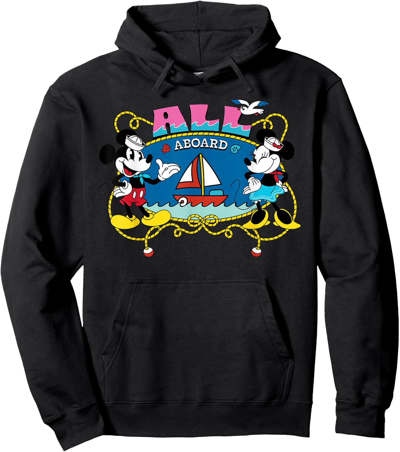 Disney Cruise Mickey & Minnie All Aboard Vacation Matching Hoodie - Hoodie | Black