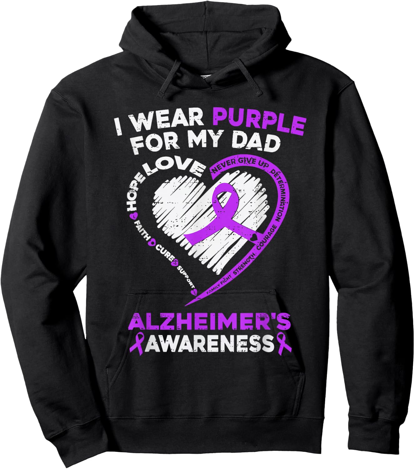 I Wear Purple For Dad Alzheimer's Awareness Dementia Father Hoodie - Hoodie | Black
