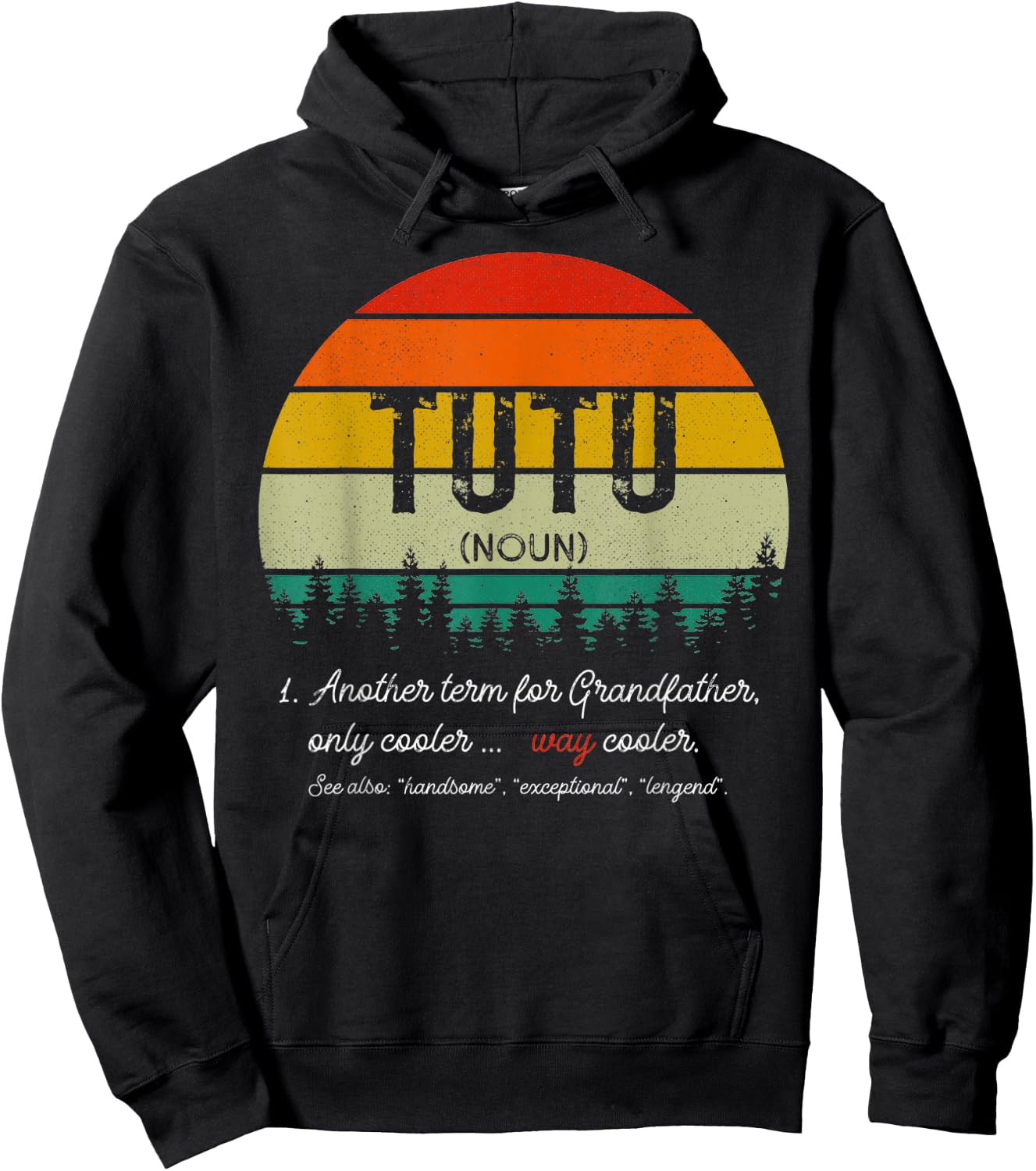 Vintage Tutu Definition Grandpa Fathers Day Retro Hoodie - Hoodie | Black